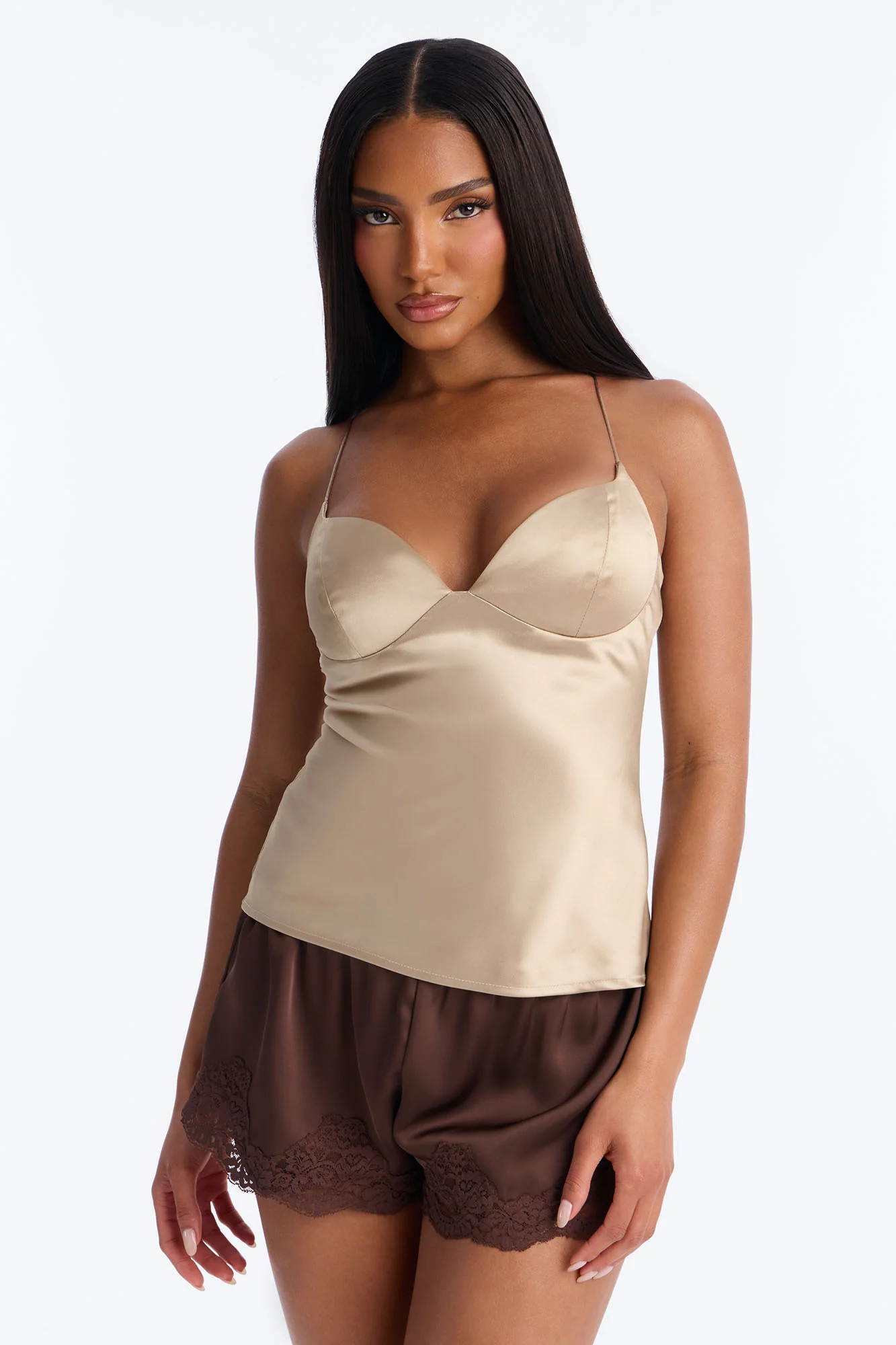I'm The Masterpiece Satin Top - Beige