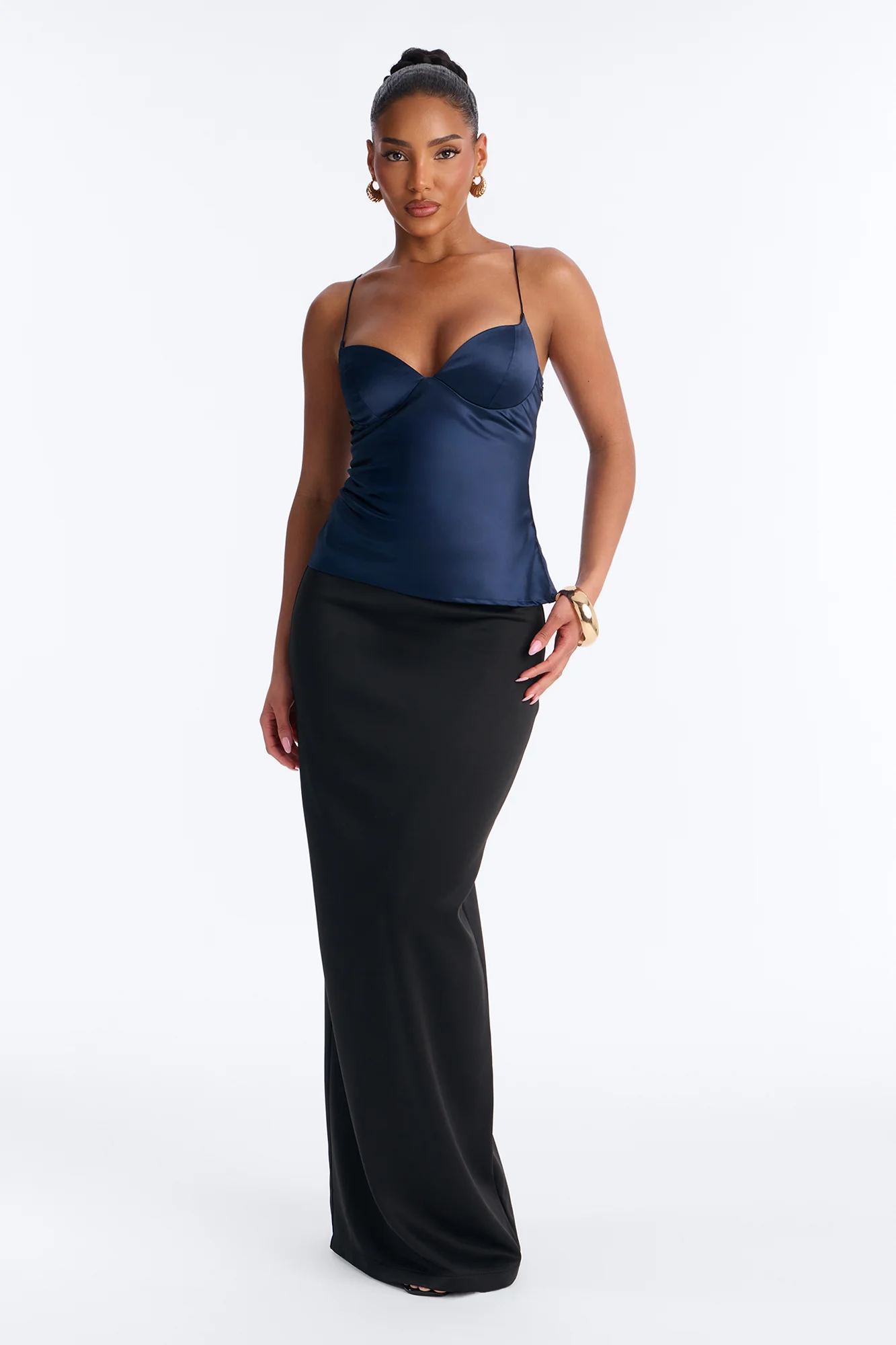 I'm The Masterpiece Satin Top - Navy - Image 2