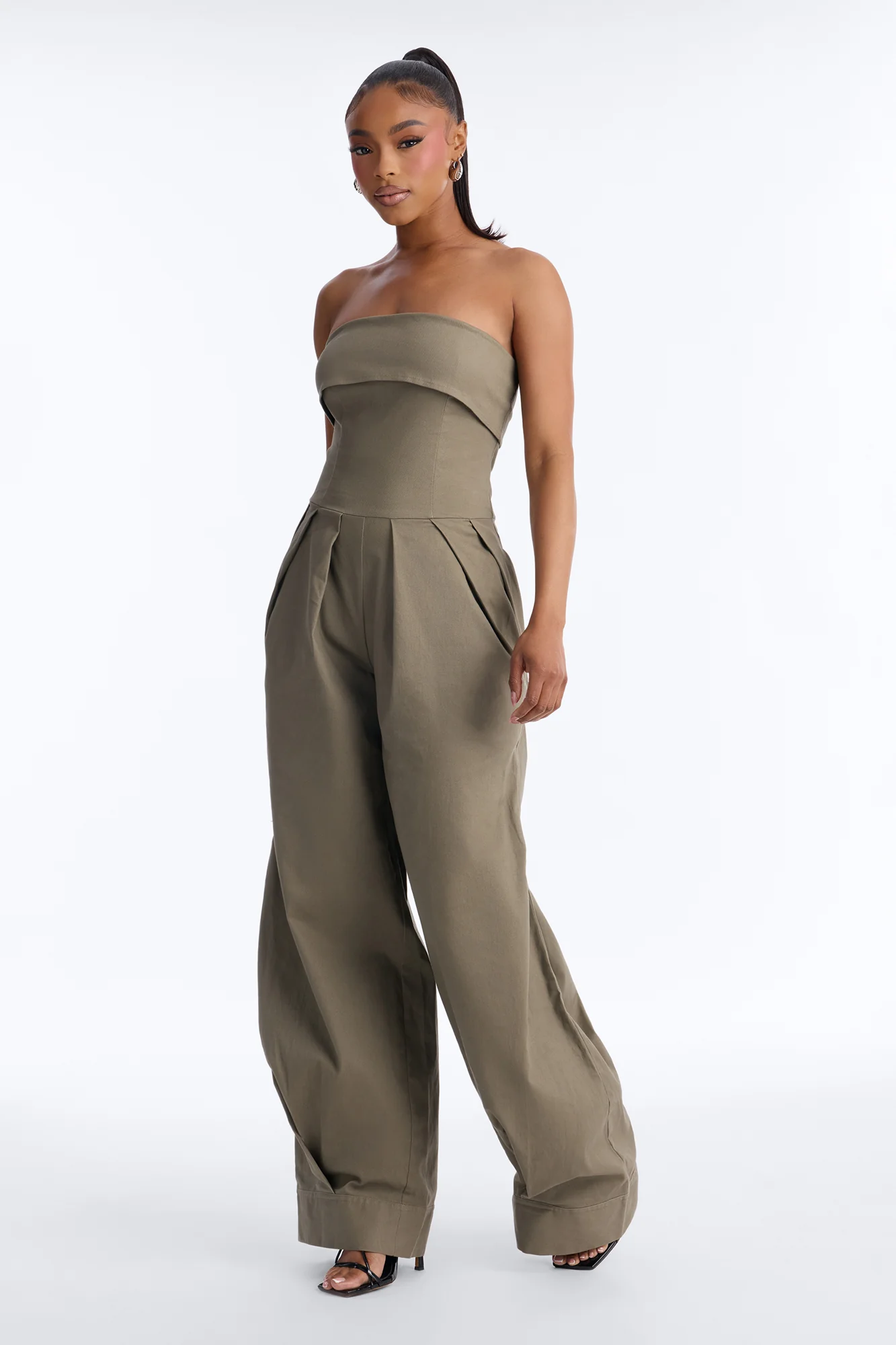 Iman Twil Wide Leg Jumpsuit - Olive