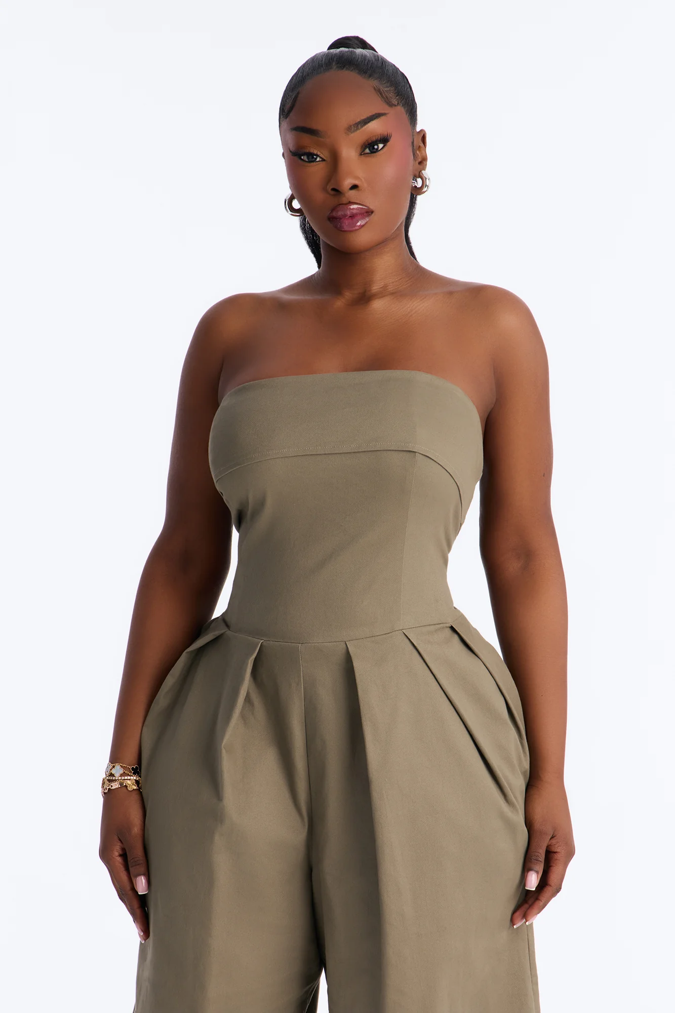 Iman Twil Wide Leg Jumpsuit - Olive - Image 6