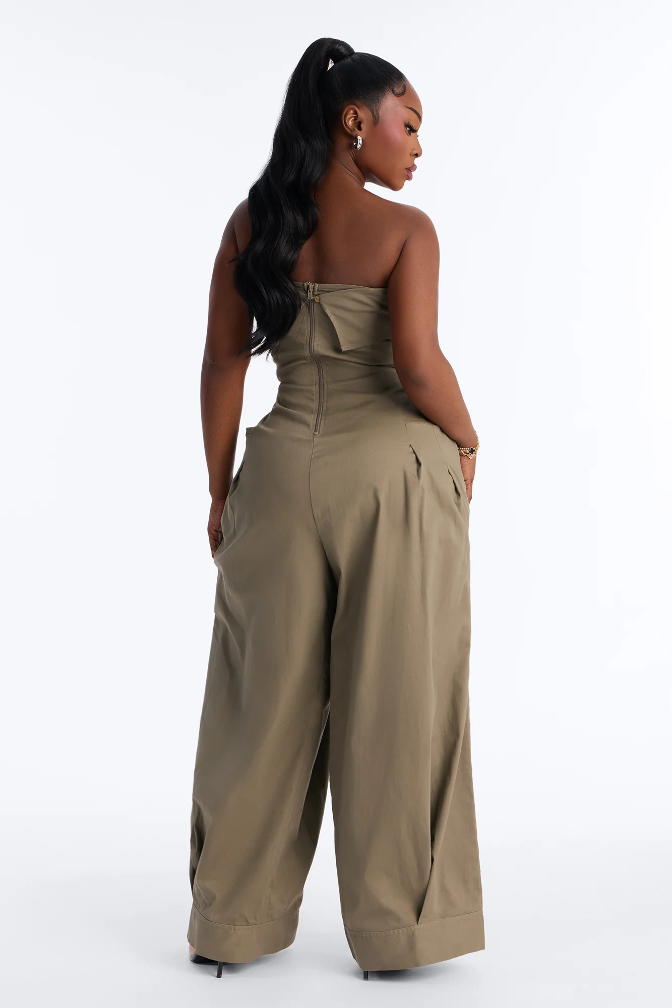Iman Twil Wide Leg Jumpsuit - Olive - Image 8