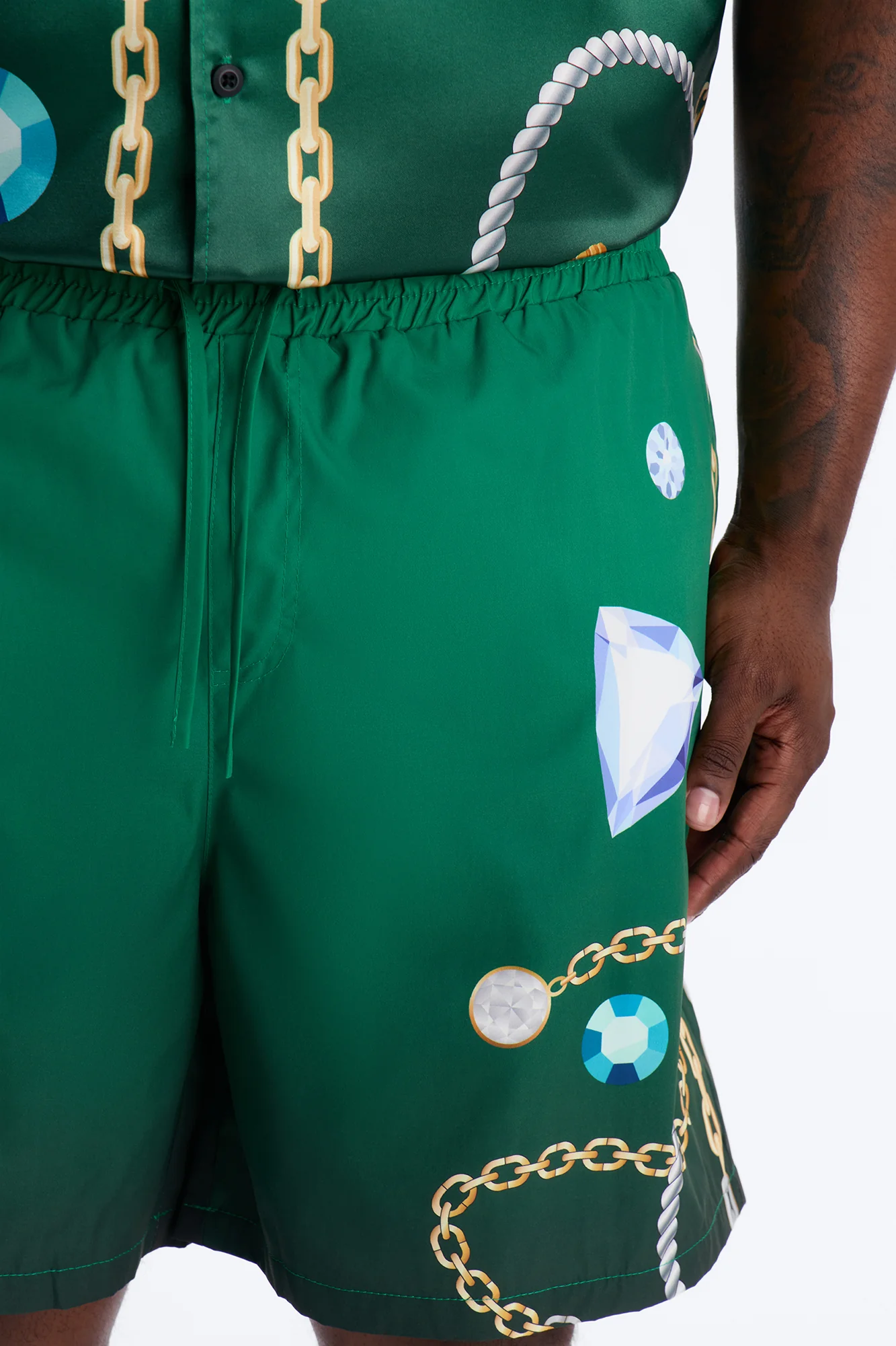 Imperial Luxe Jewel Printed Swim Trunk 7″ - Green/combo - Image 3