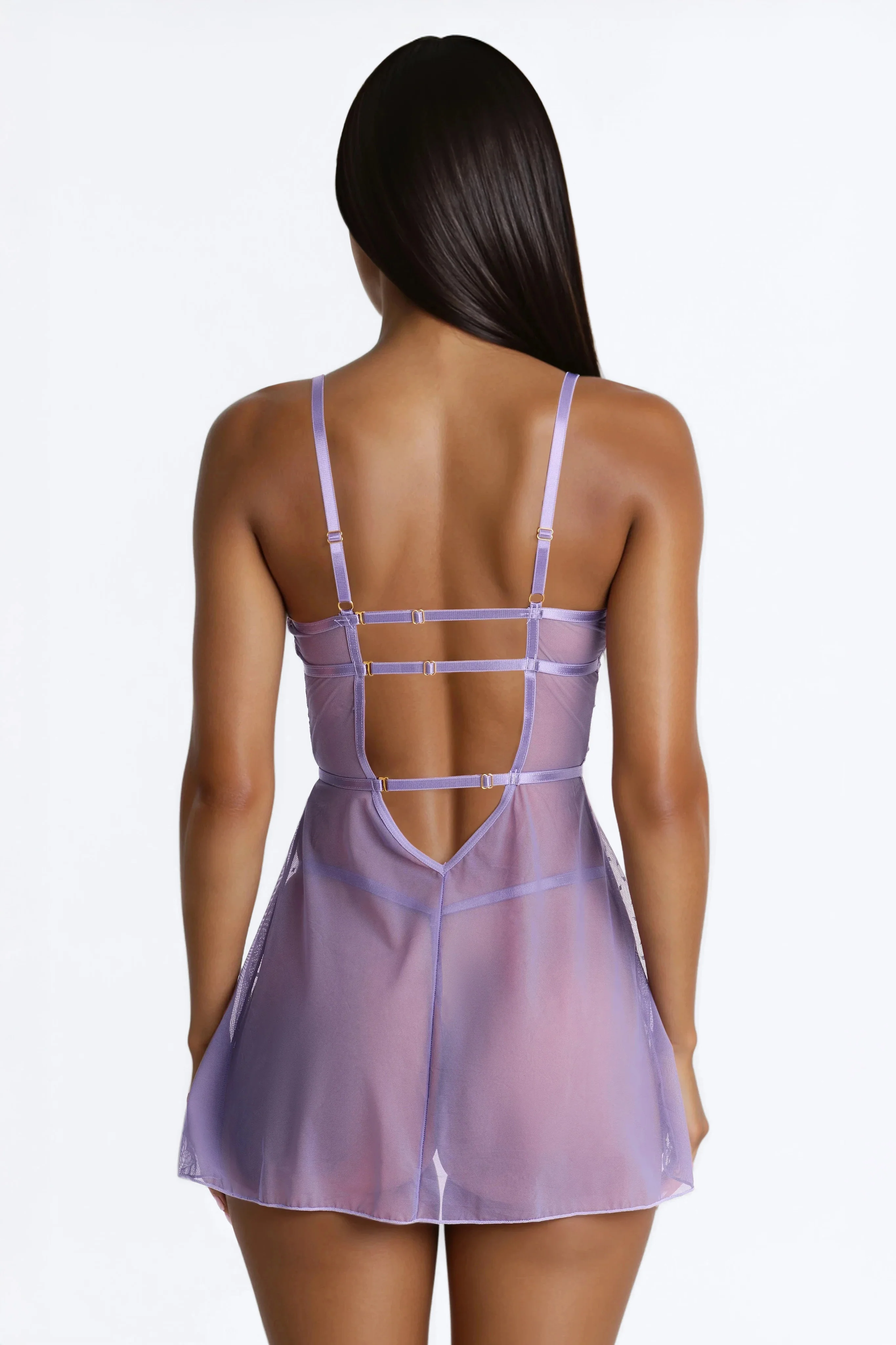 In A Haze Dotted Mesh A-Line Babydoll - Lavender - Image 3