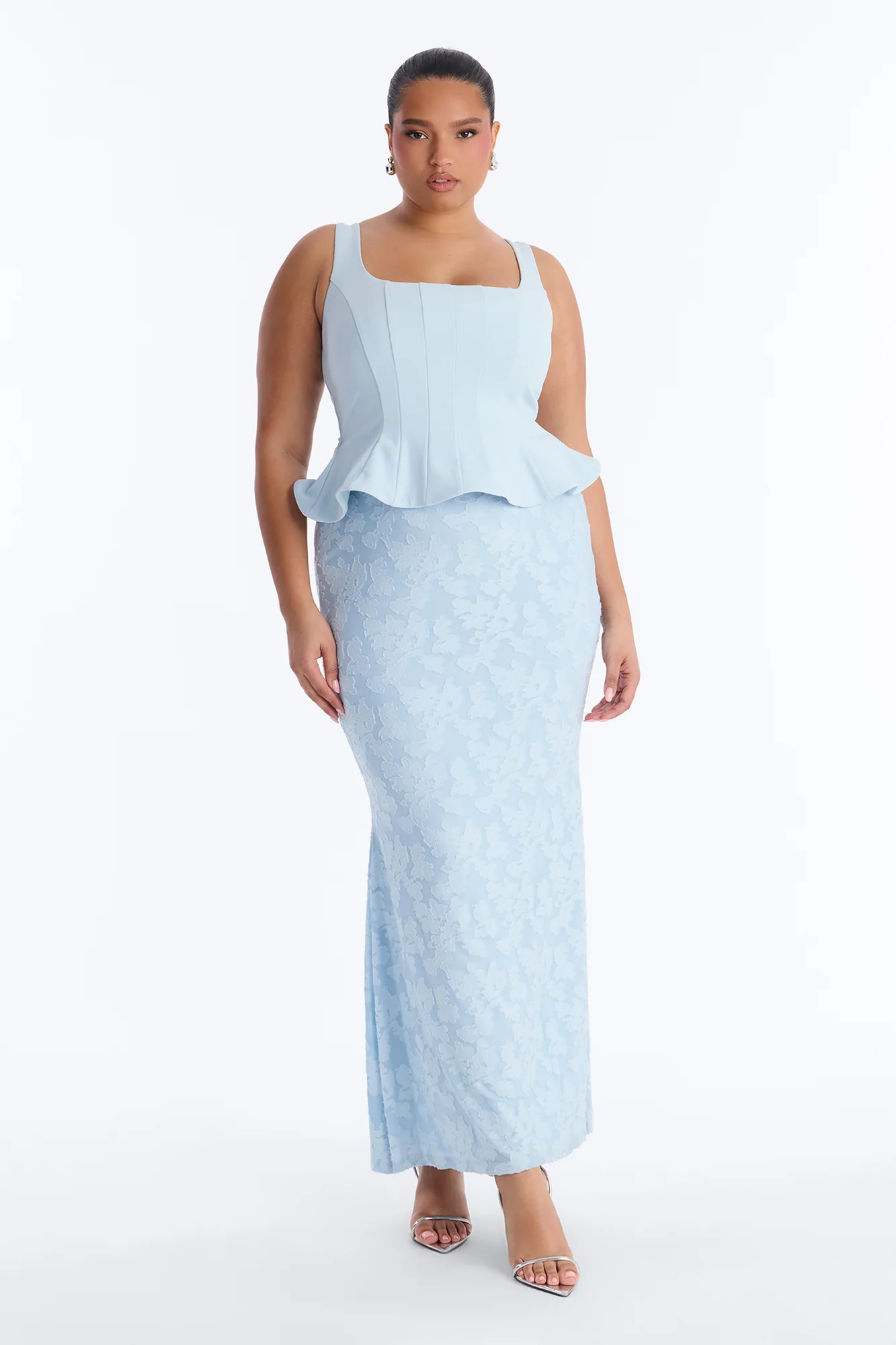 In Bloom Peplum Gown - Light Blue - Image 5