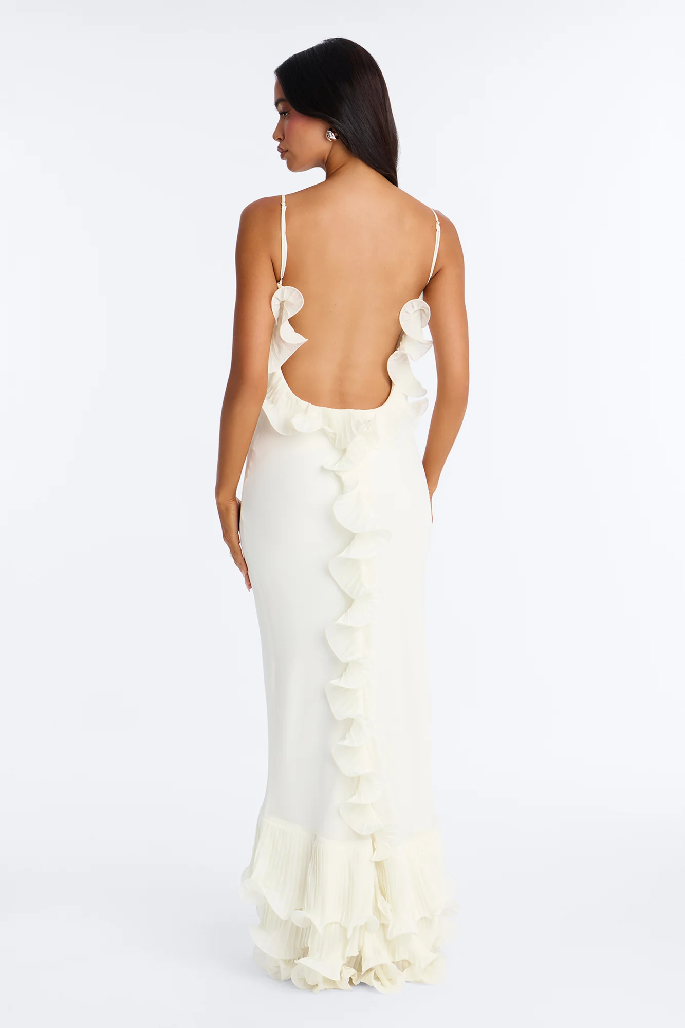In Bloom Ruffle Chiffon Gown - White