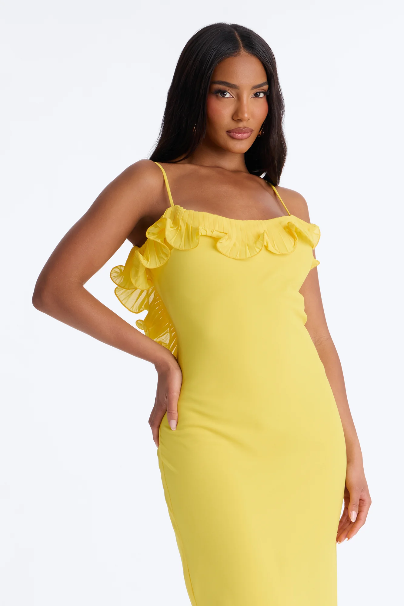 In Bloom Ruffle Chiffon Gown - Yellow - Image 3
