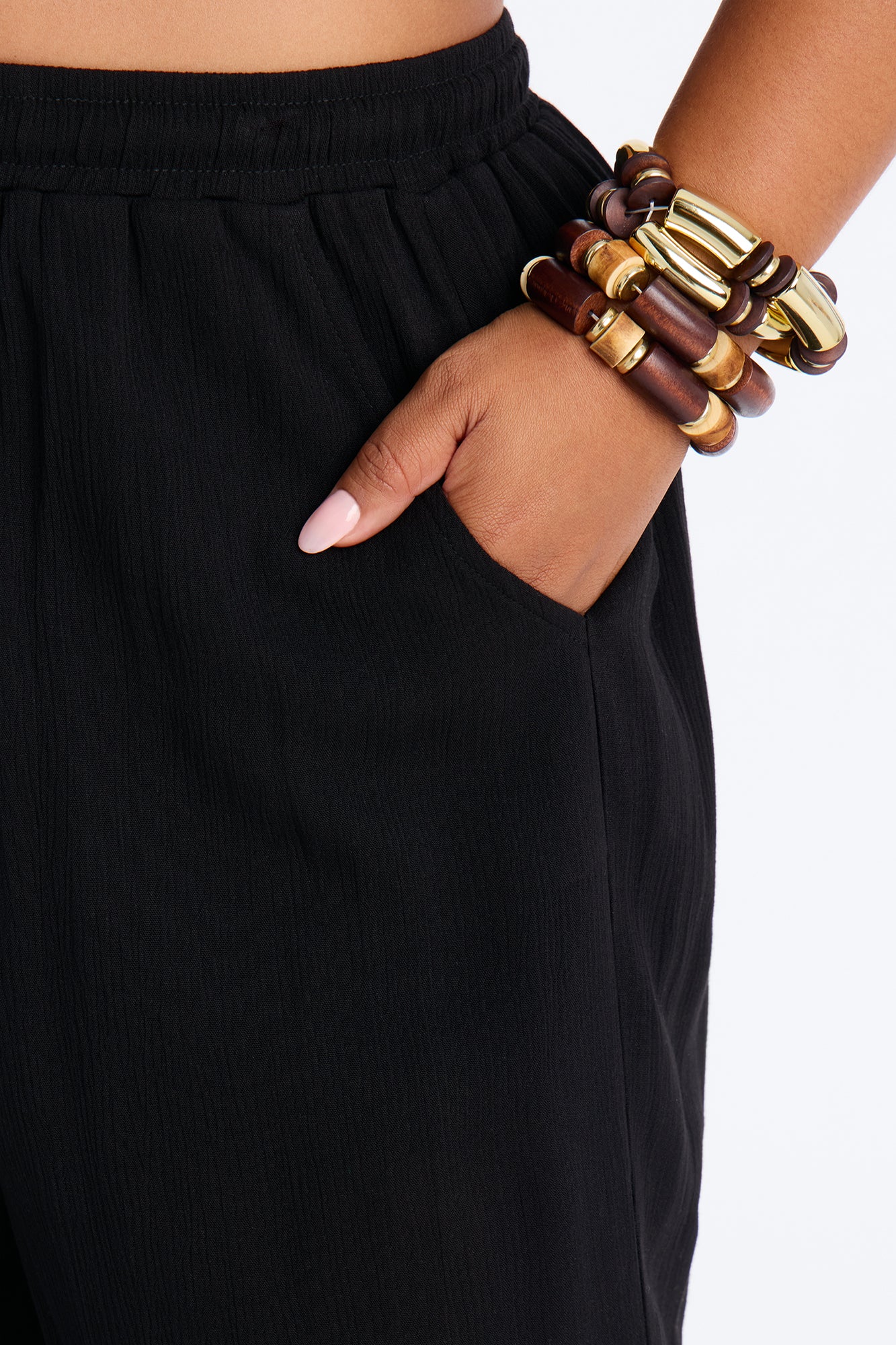 In Cannes For The Summer Wide Leg Gauze Pant - Black - Image 7