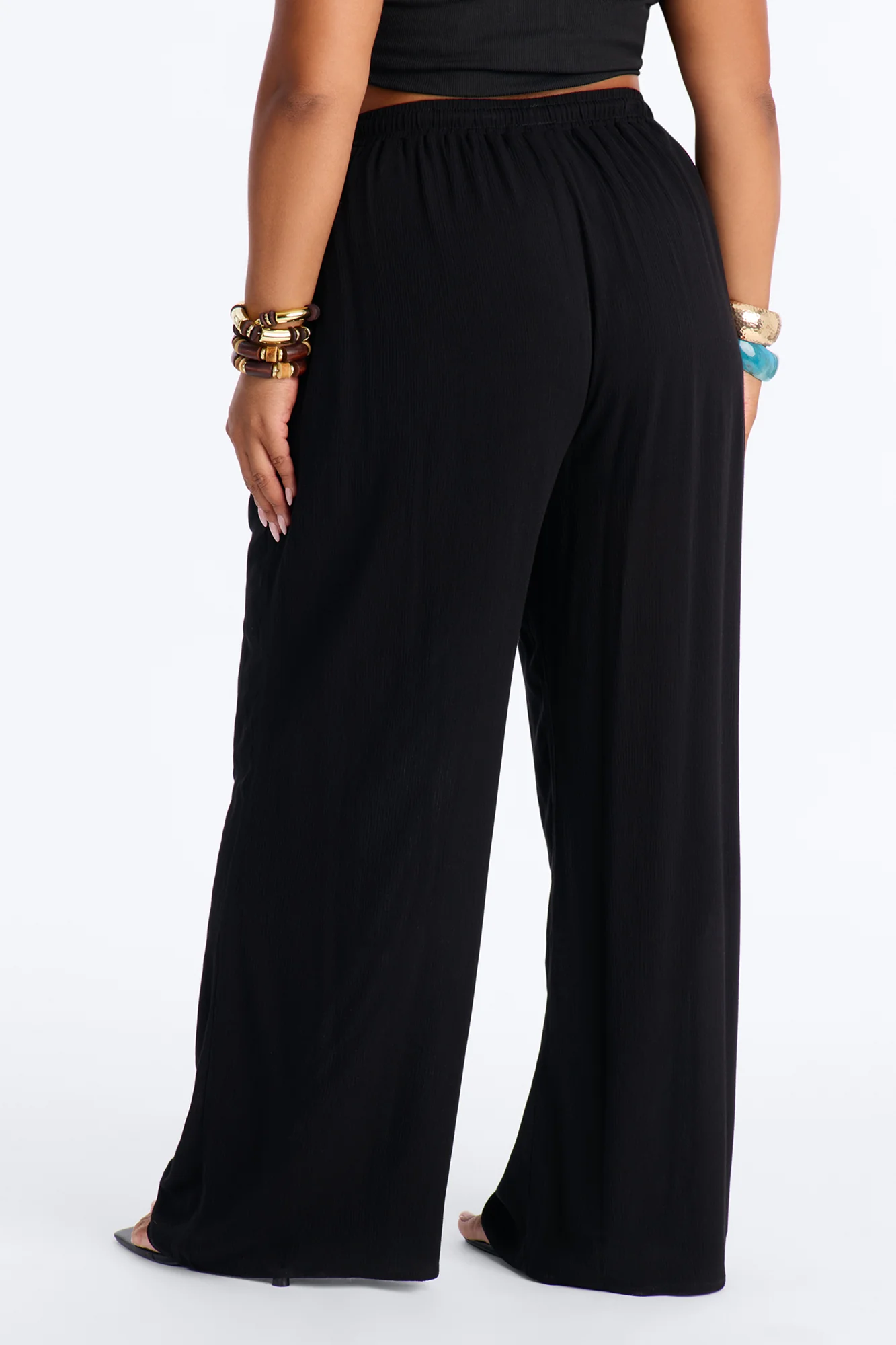 In Cannes For The Summer Wide Leg Gauze Pant - Black - Image 8