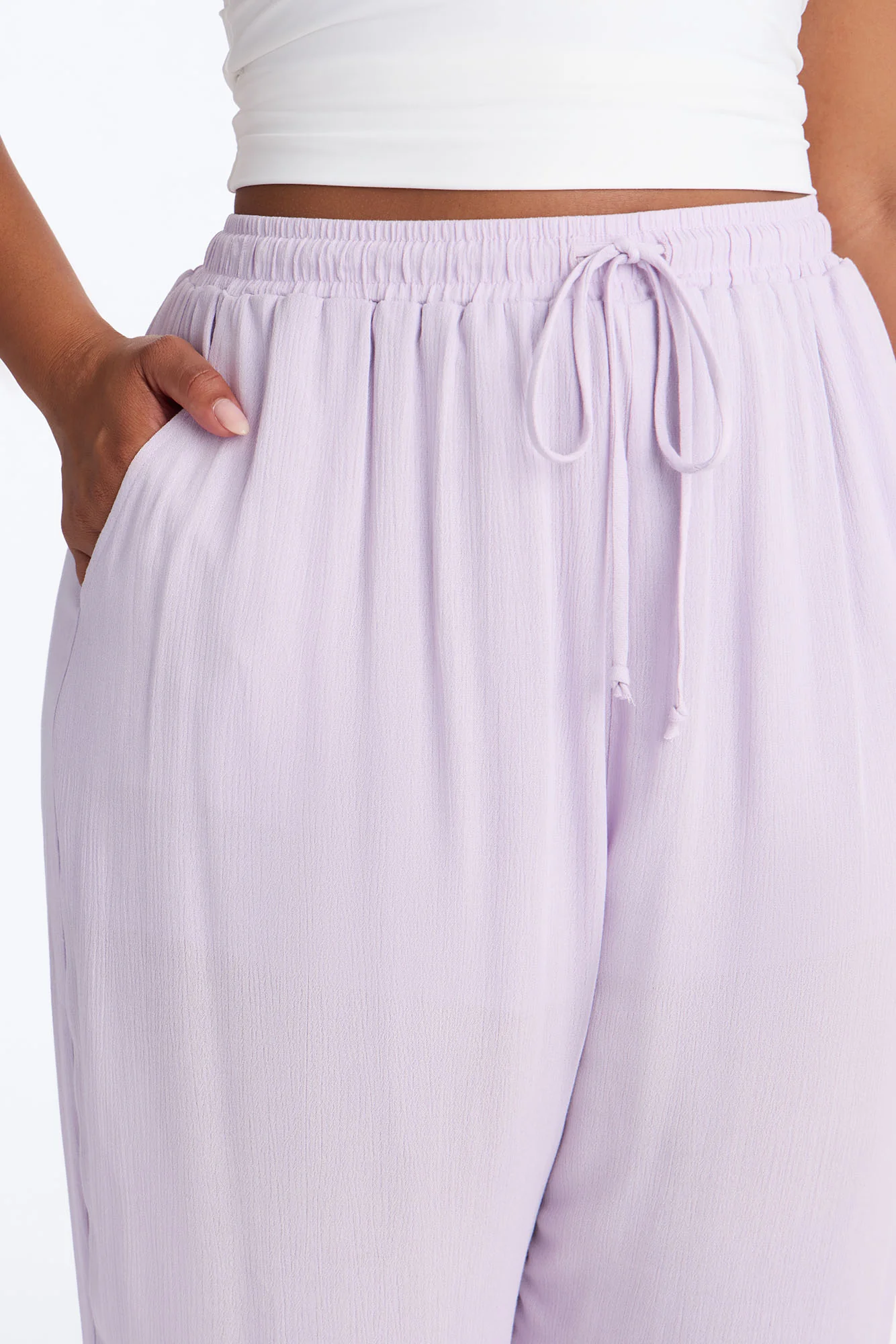 In Cannes For The Summer Wide Leg Gauze Pant - Lavender - Image 7