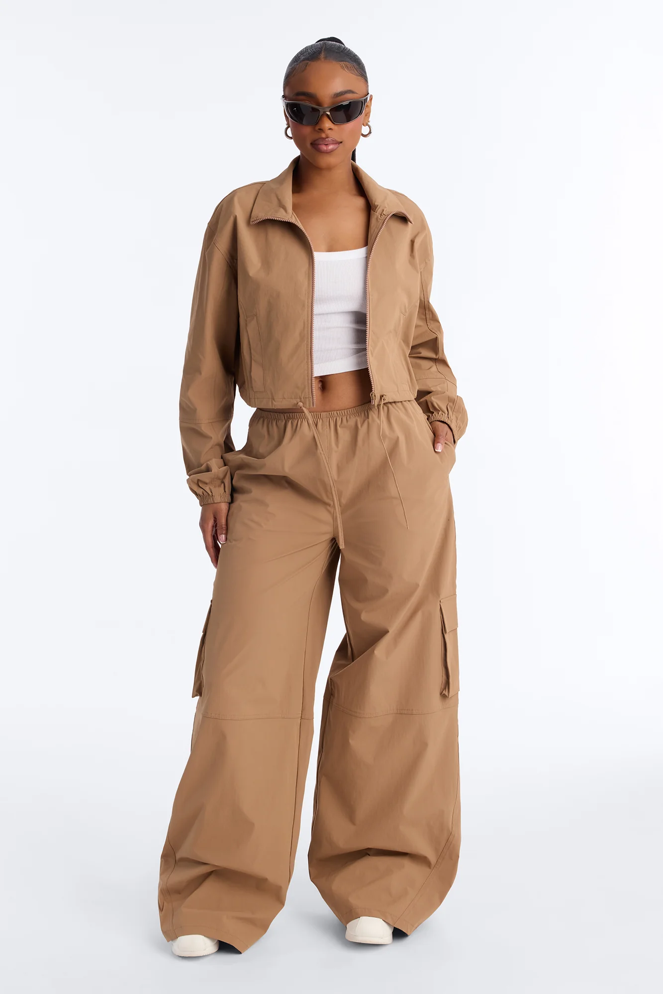 In Motion Cargo Windbreaker Lounge Pant - Mocha