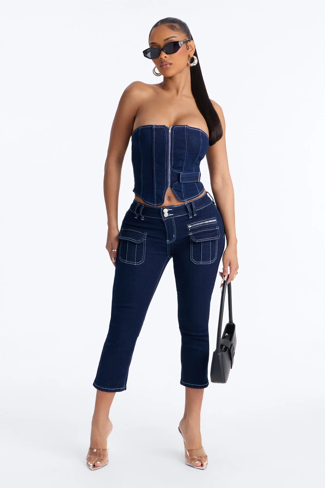 In Motion Low Rise Stretch Capri Jeans - Dark Wash - Image 2