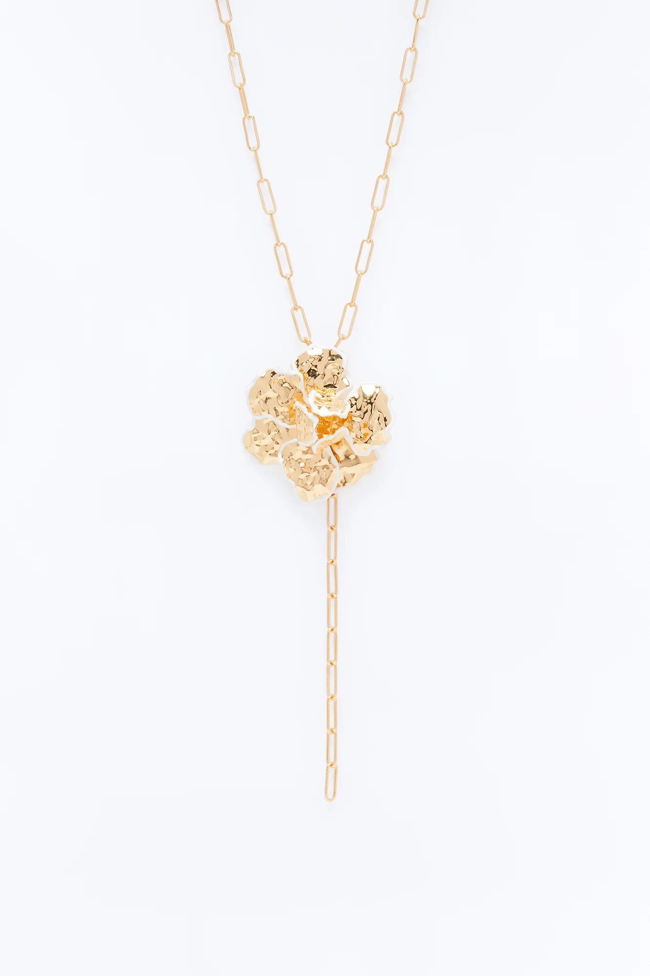 In My Element Floral Lariat Necklace - White/Gold - Image 3