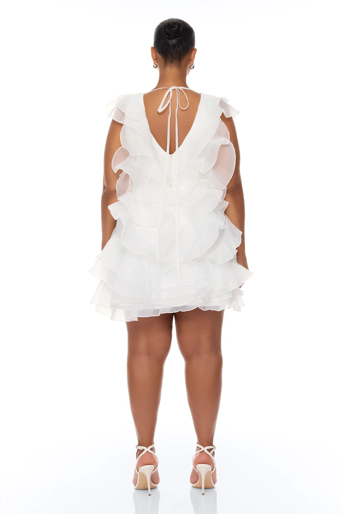 In The Clouds Sleeveless Ruffle Mini Dress - White - Image 8