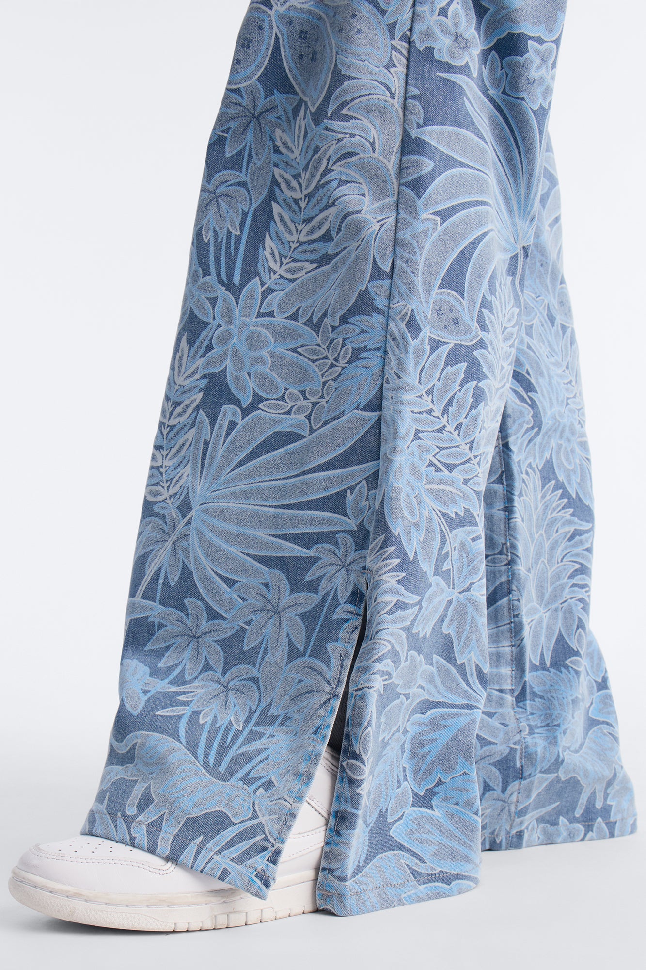 In The Tropics Printed Wide Leg Jeans - Medium Wash - Image 3