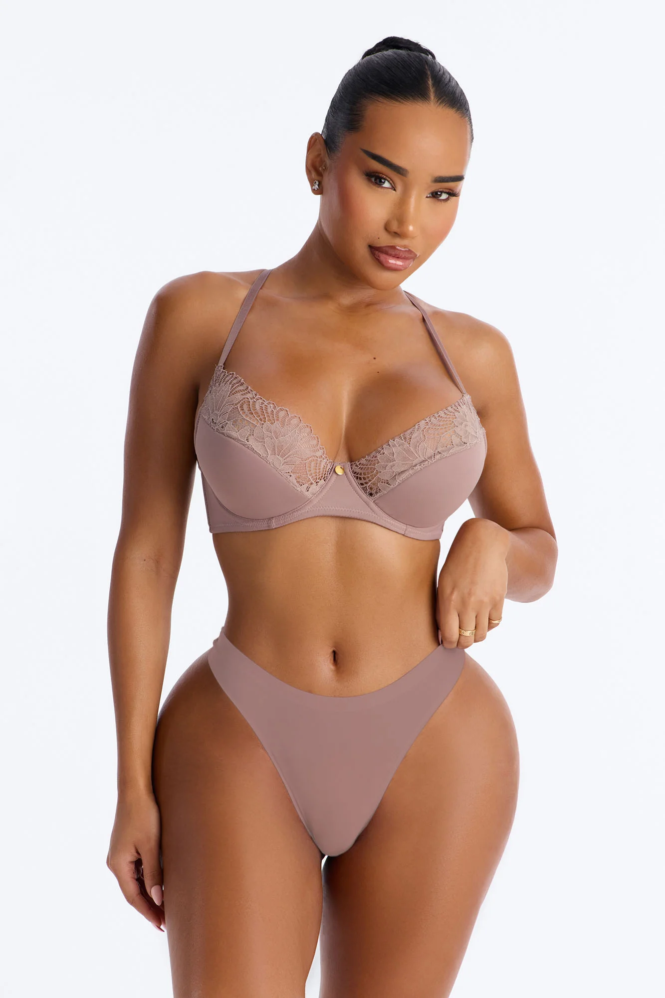 In The Zone Nylon Thong Panty - Mauve - Image 2