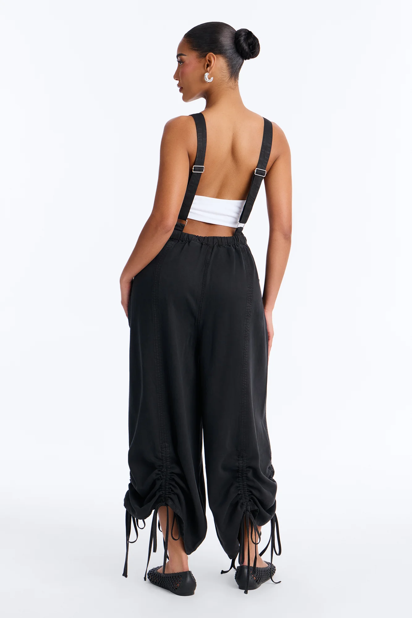 In Too Deep Drapey Denim Overalls - Black - Image 4