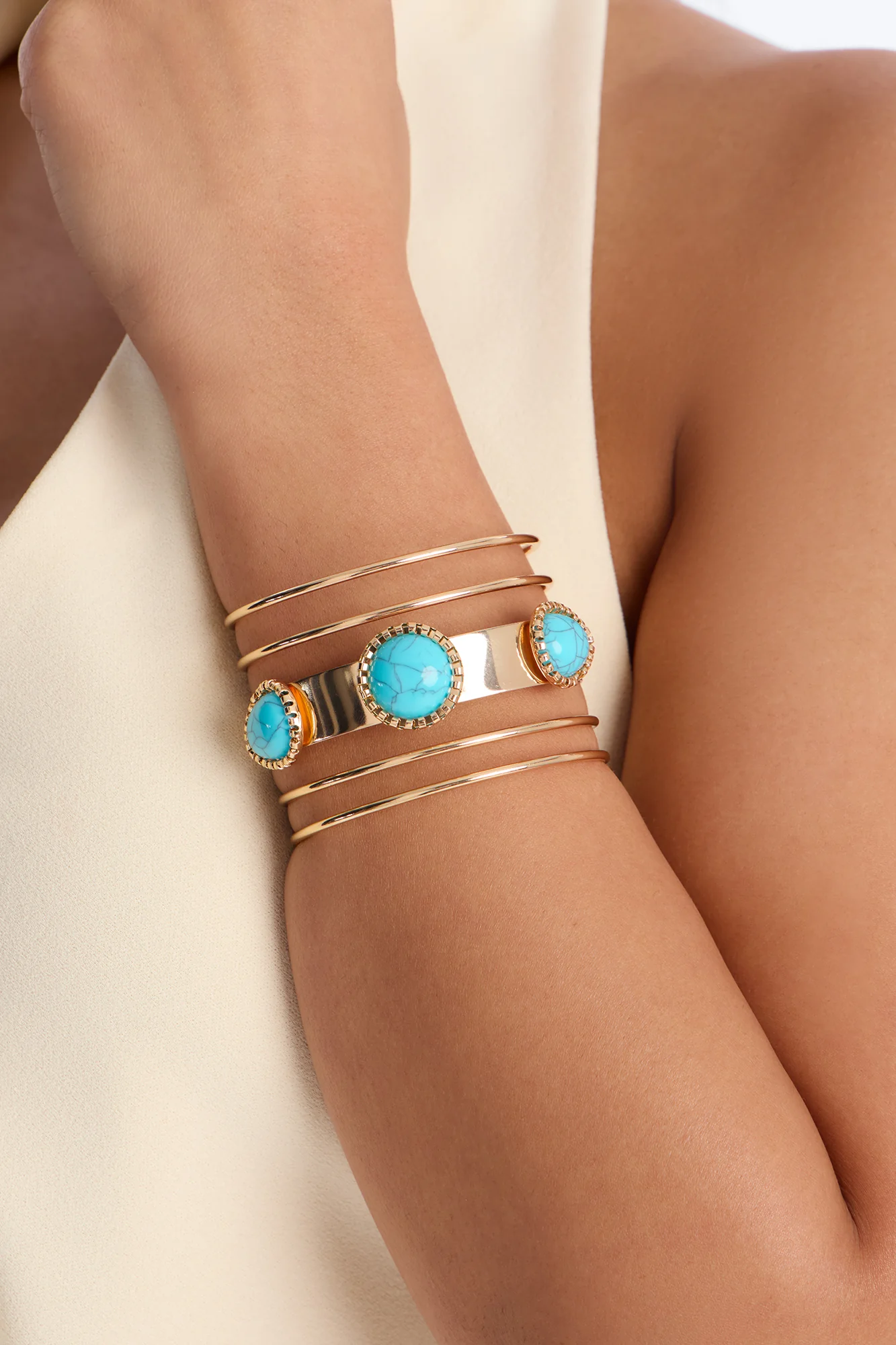 In Touch Turquoise Cuff Bracelet - Turquoise