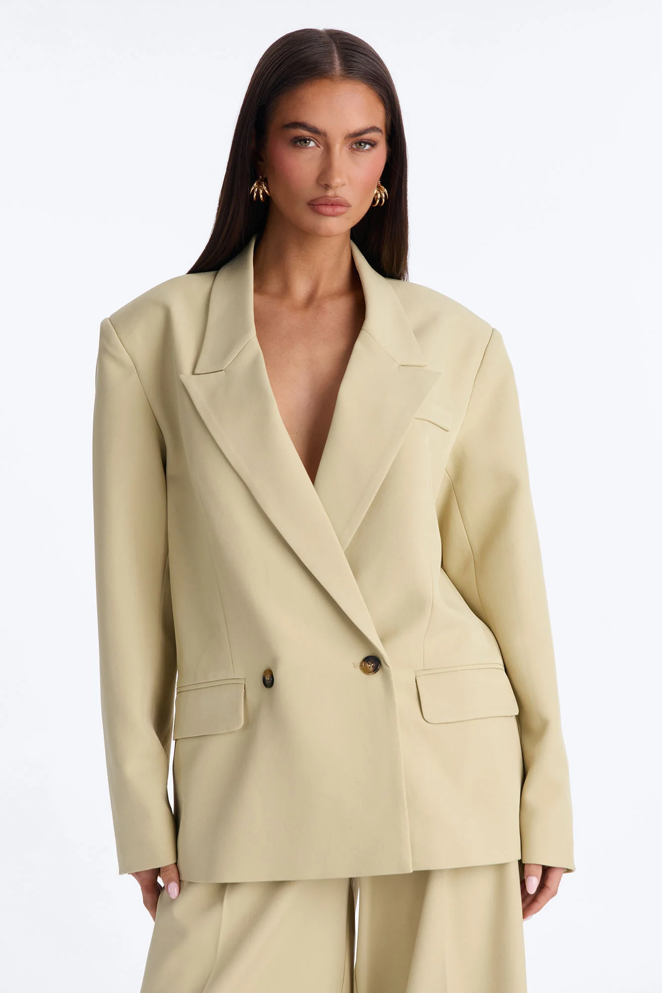 Indy Double Breasted Oversized Blazer - Sage