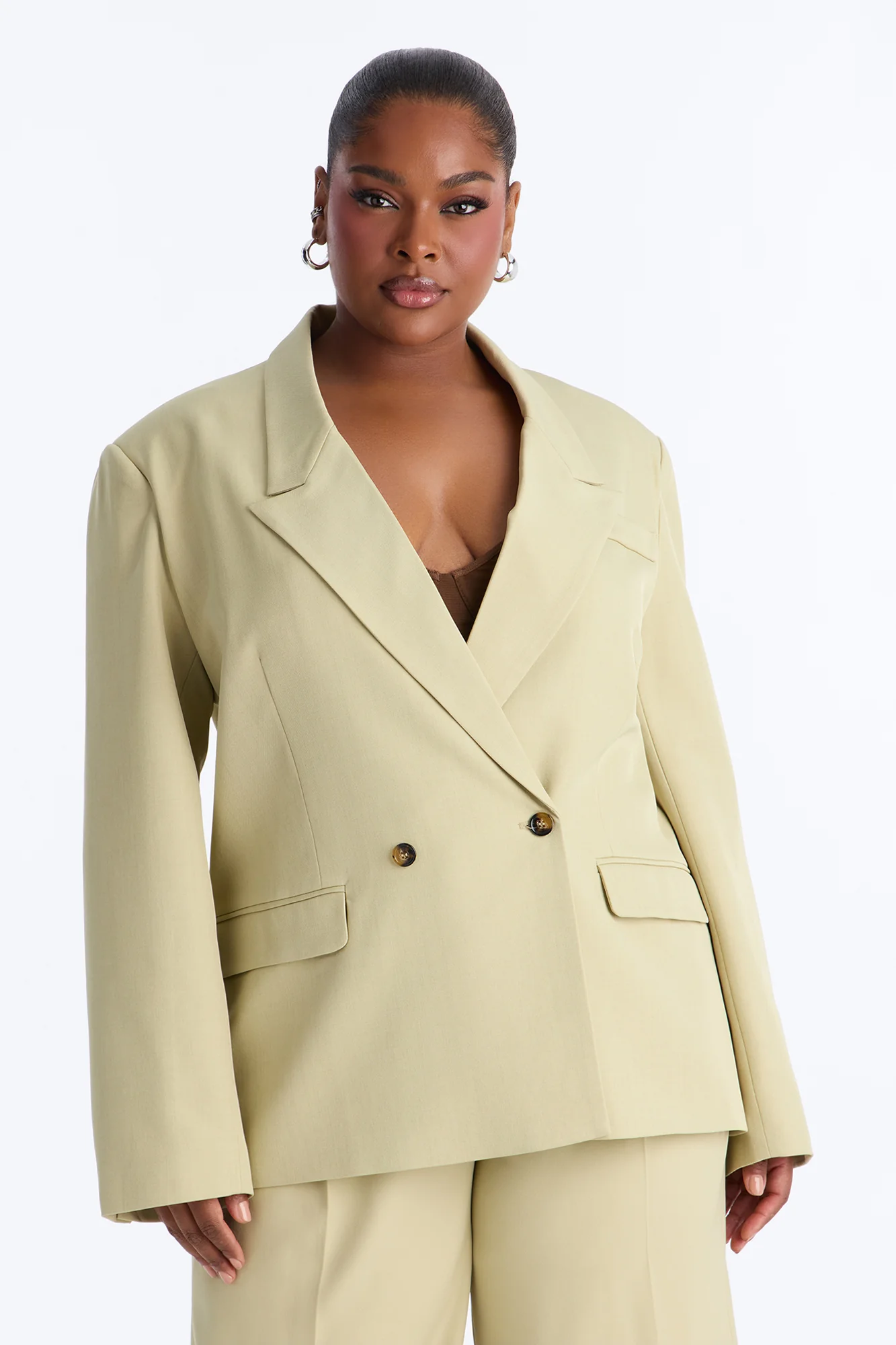 Indy Double Breasted Oversized Blazer - Sage - Image 5