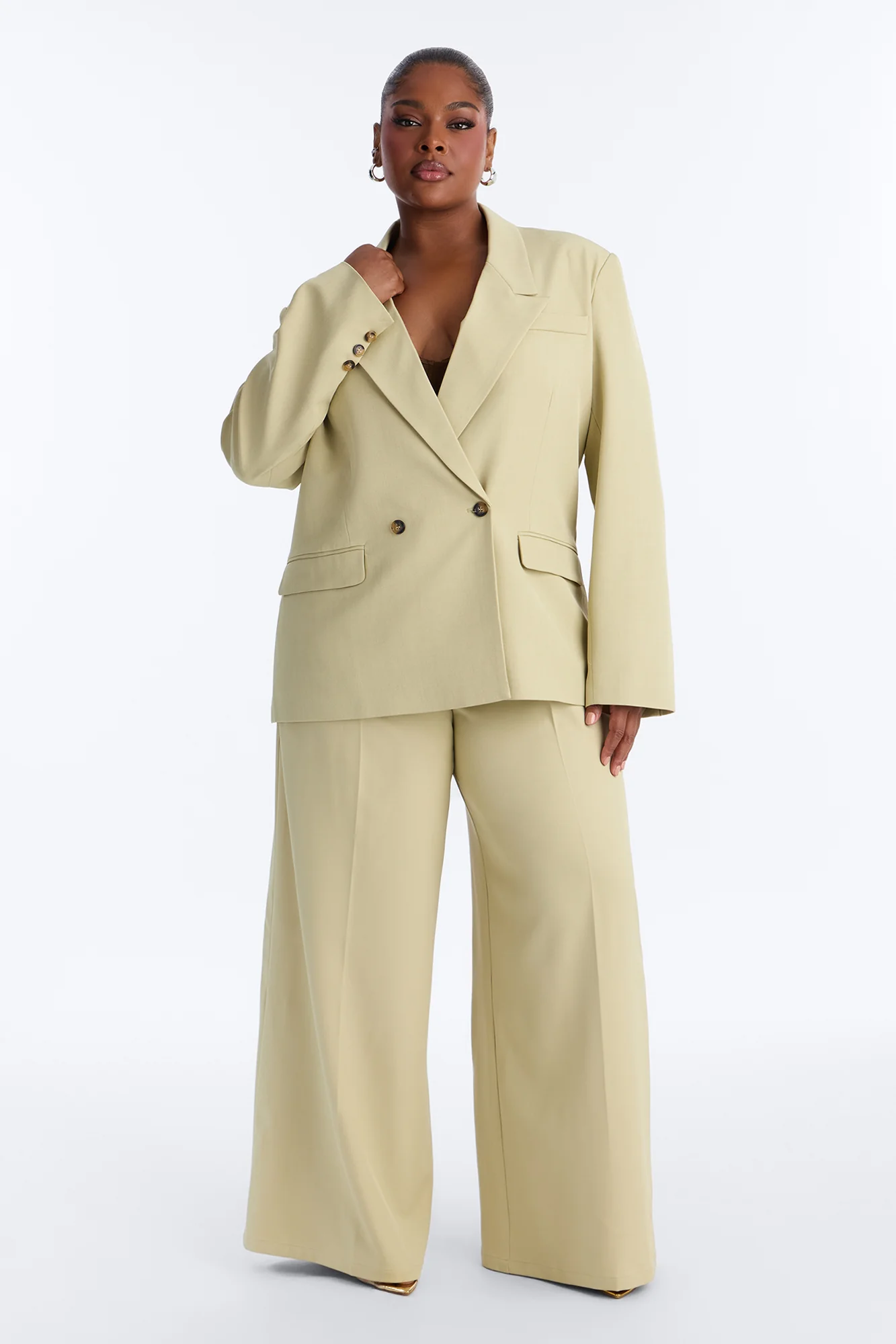 Indy Double Breasted Oversized Blazer - Sage - Image 6