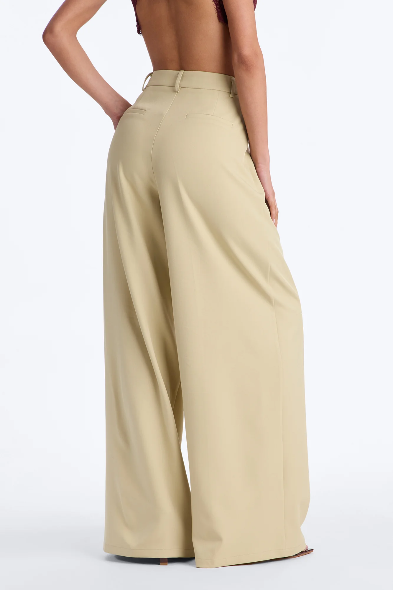 Indy High Rise Wide Leg Trouser Pant - Sage - Image 4