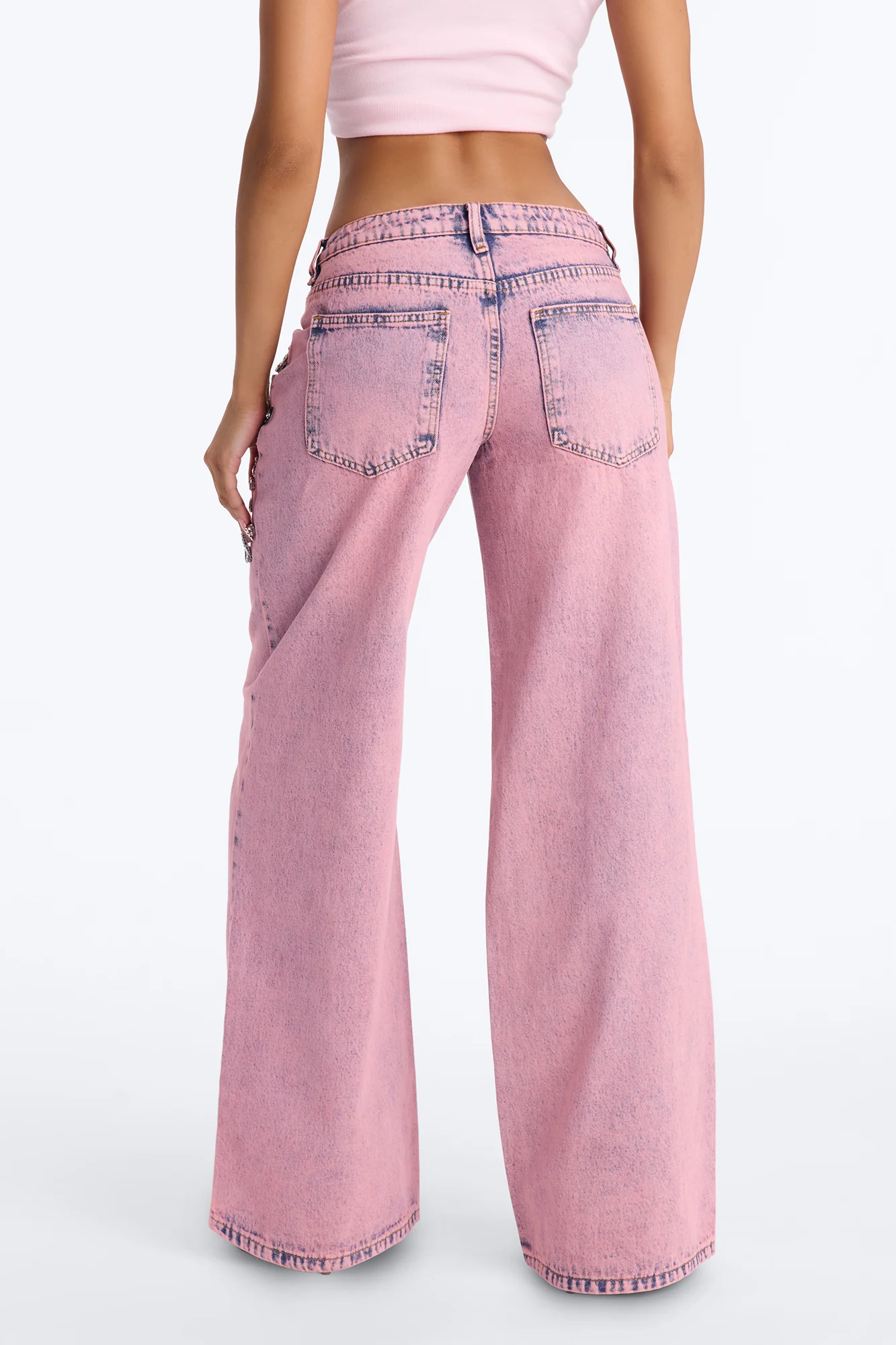 Infinite Love Embellished Non Stretch Jeans - Pink - Image 4