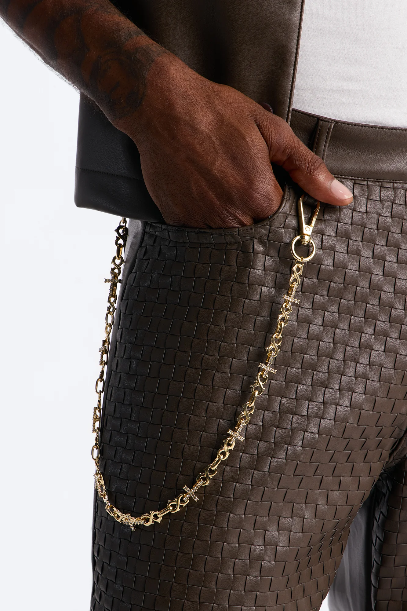 Infinity Cross Rhinestone Pant Chain - Gold