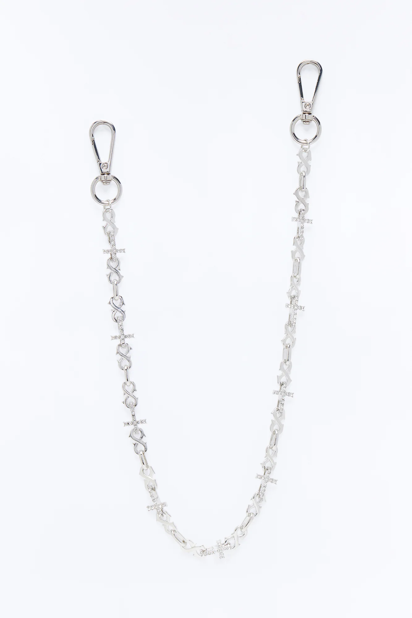 Infinity Cross Rhinestone Pant Chain - Silver