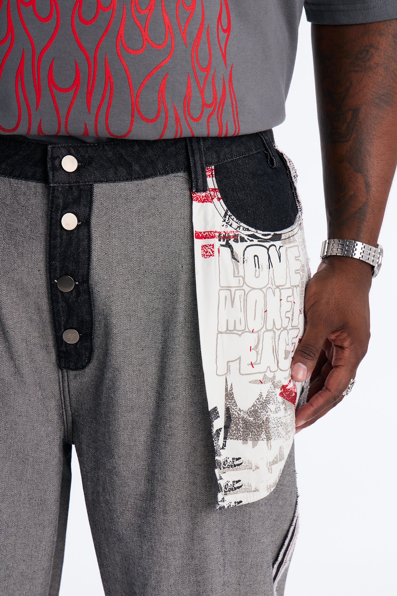 Inside Out Stacked Slim Flare Raw Denim Jean - Dark Wash - Image 6