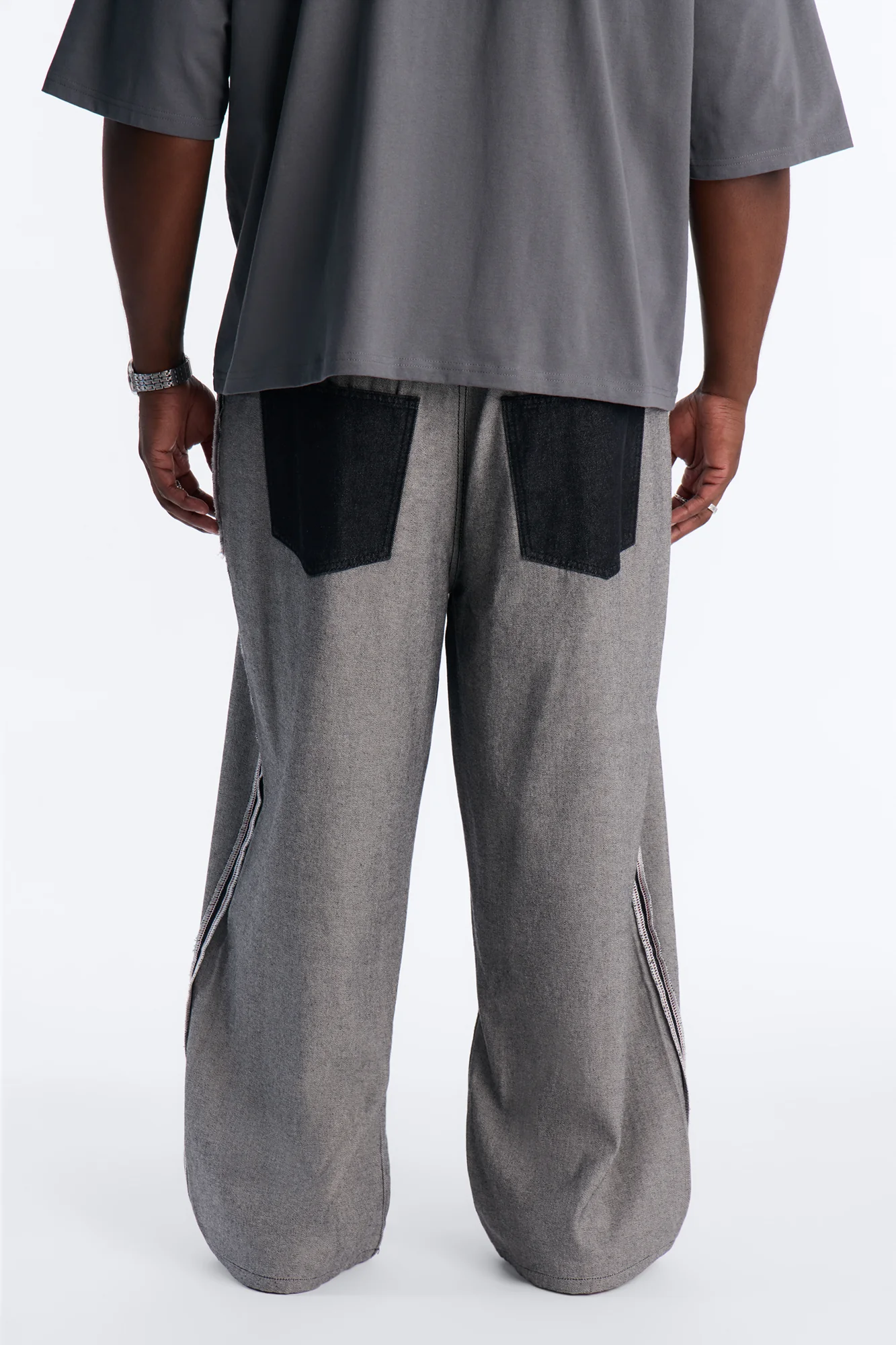 Inside Out Stacked Slim Flare Raw Denim Jean - Dark Wash - Image 8