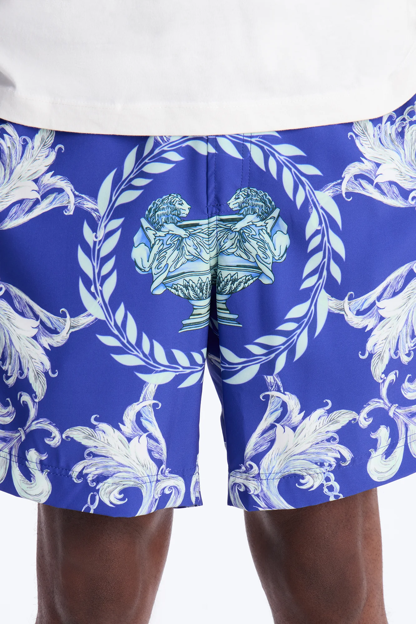 Interlinked Chain Baroque Swim Trunk 7″ - Blue - Image 3