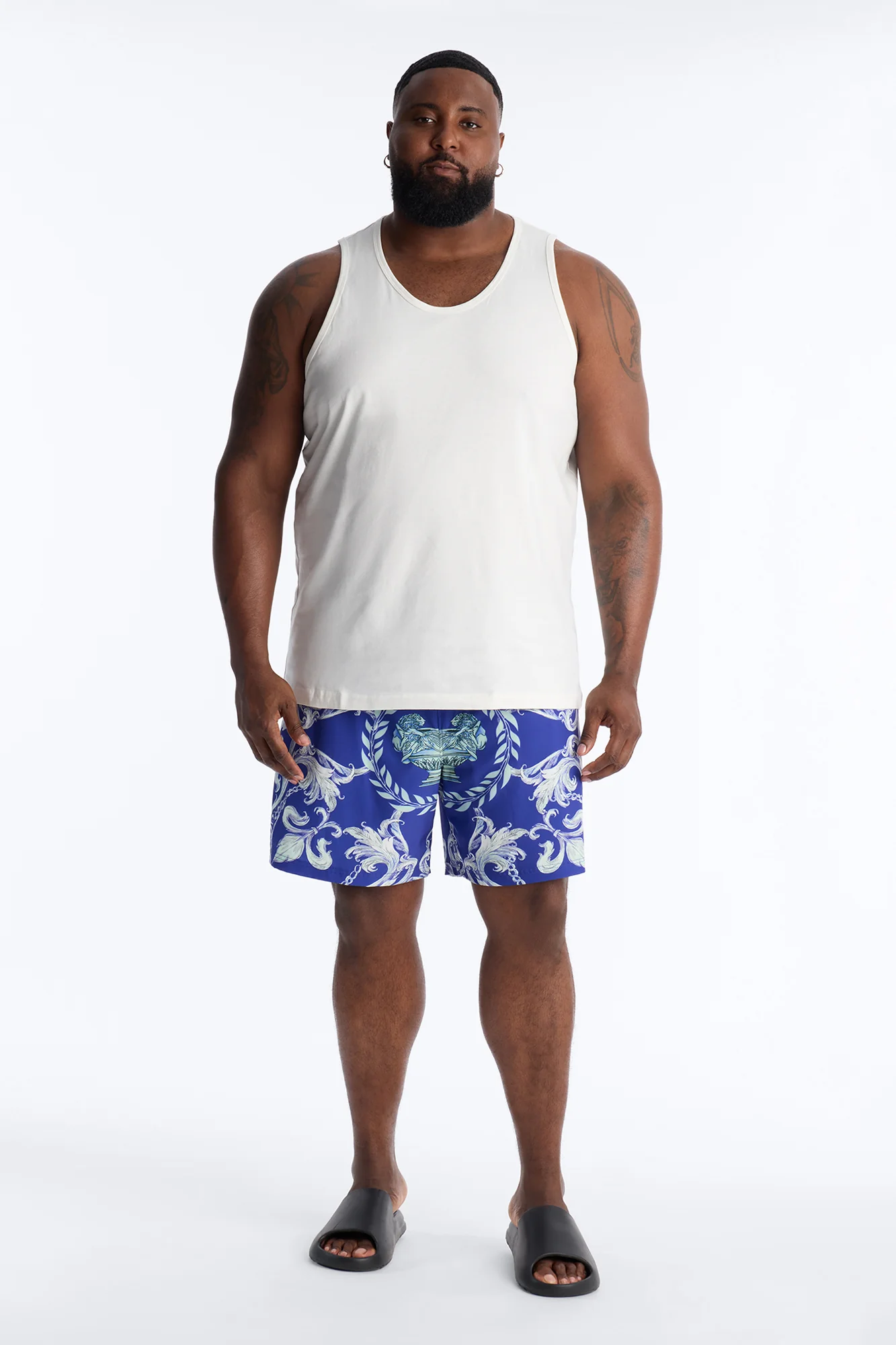 Interlinked Chain Baroque Swim Trunk 7″ - Blue - Image 7