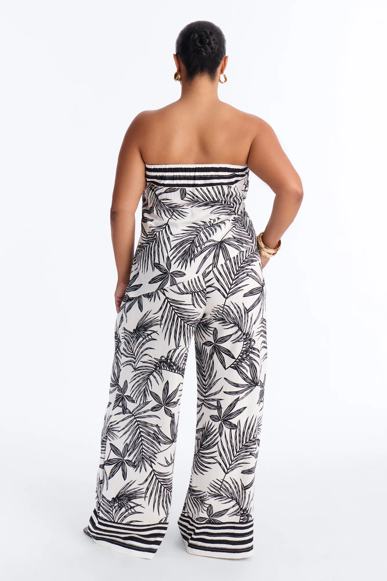 Irene Strapless Linen Pant Set - Black/combo - Image 9