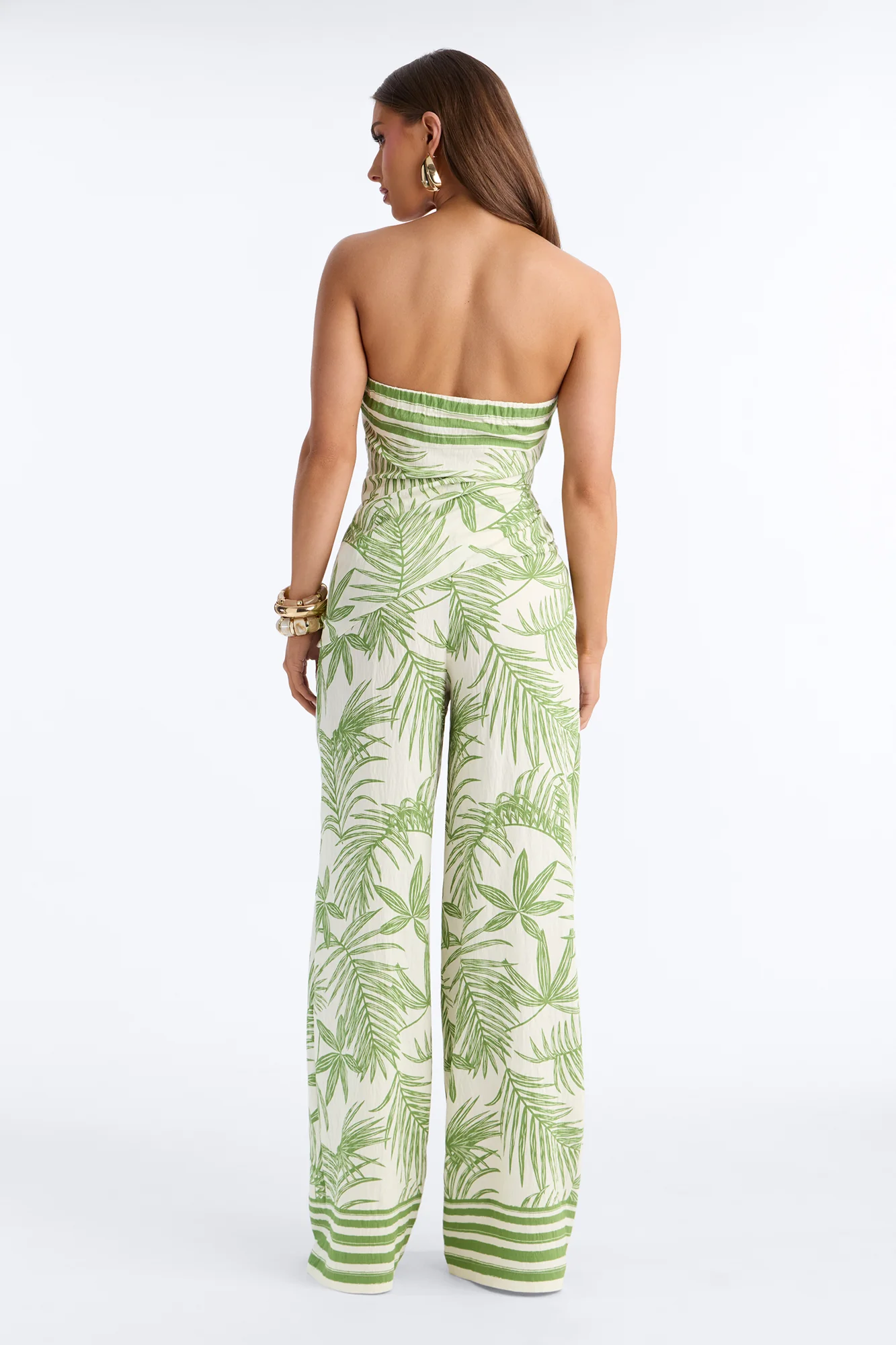 Irene Strapless Linen Pant Set - Green/combo - Image 4