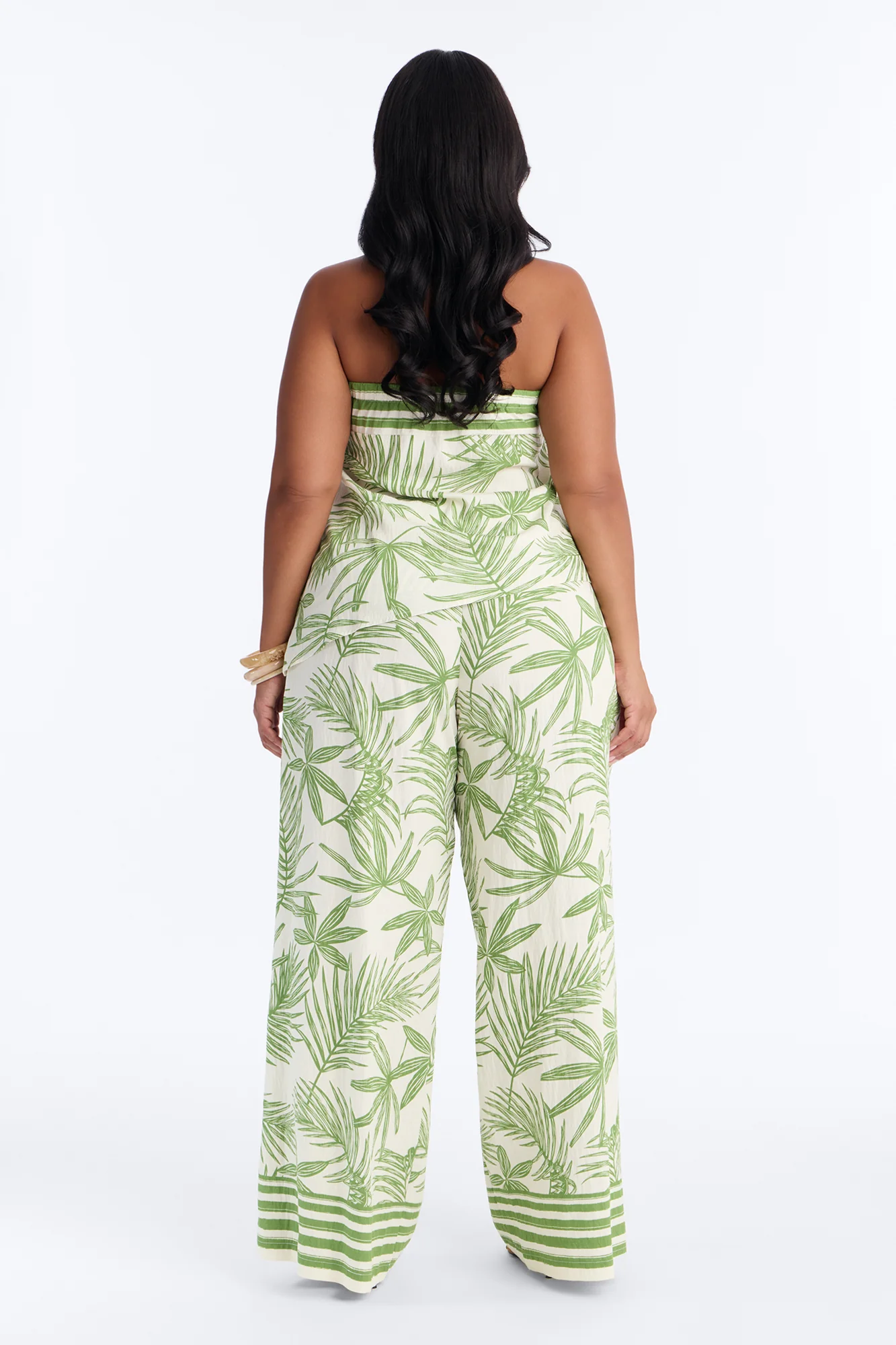 Irene Strapless Linen Pant Set - Green/combo - Image 8