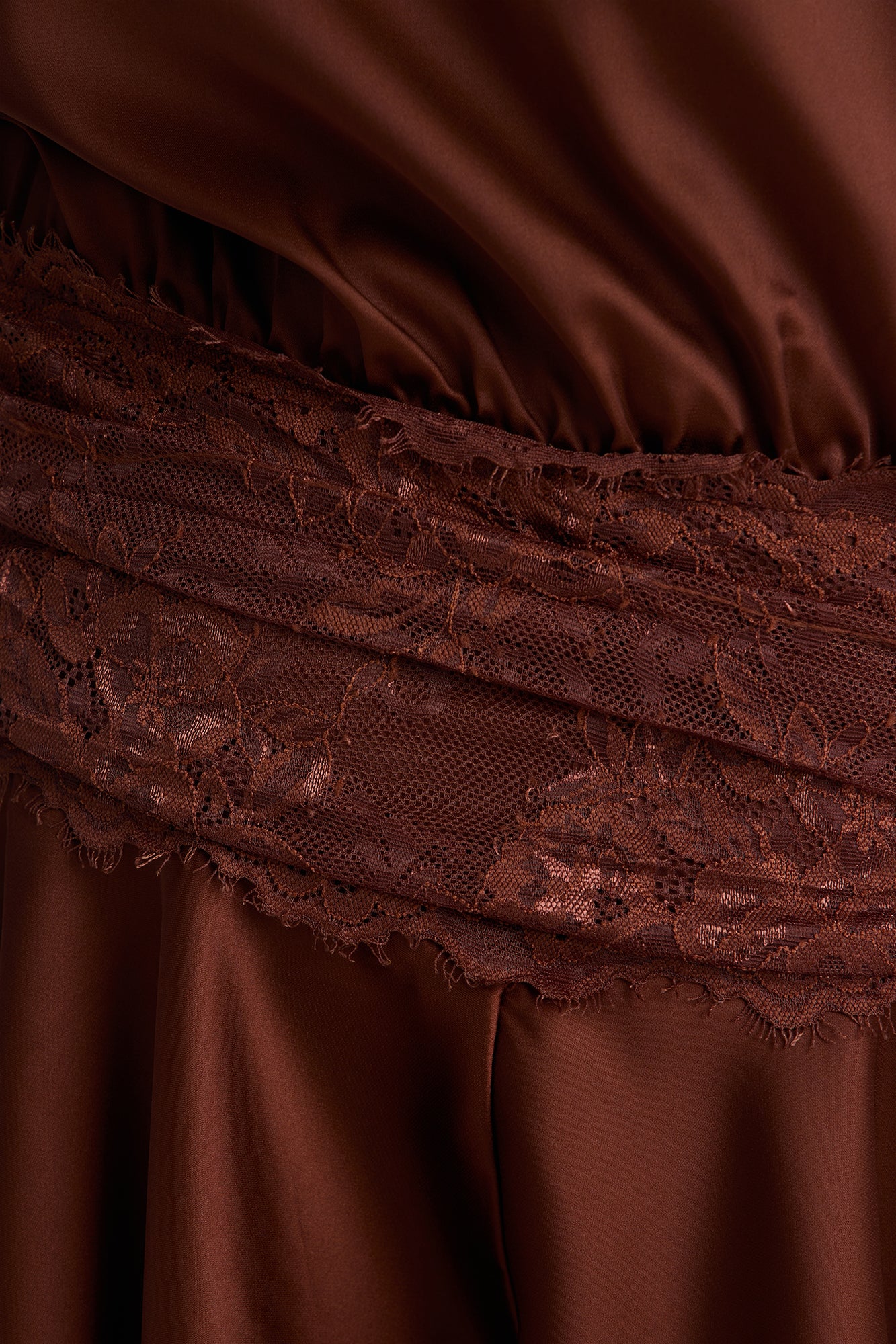 Irina Satin Off Shoulder Lace Romper - Chocolate - Image 7