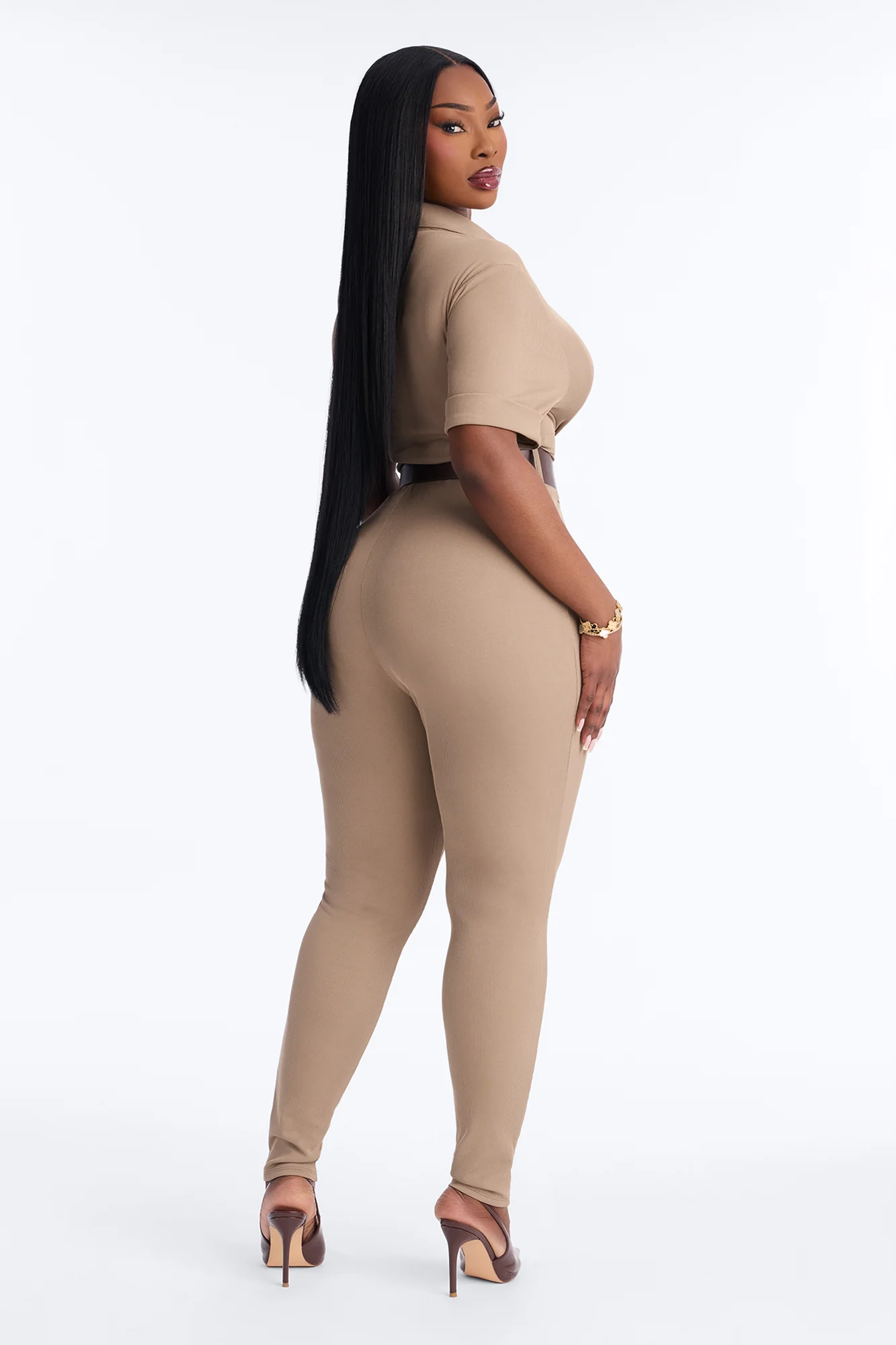 Iris Belted Catsuit - Olive - Image 6