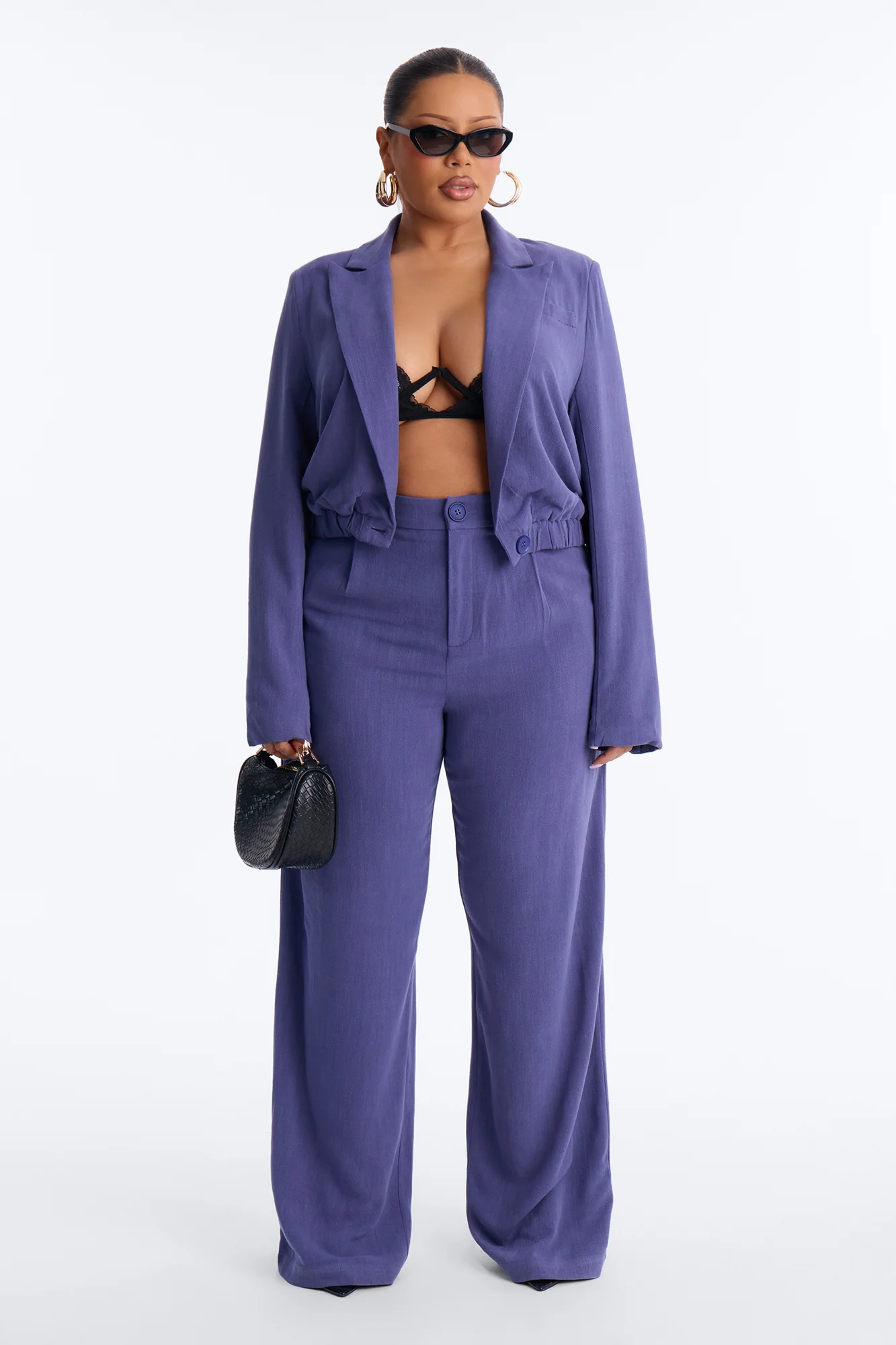 Iris Linen Belted Pant Set - Slate Blue - Image 5