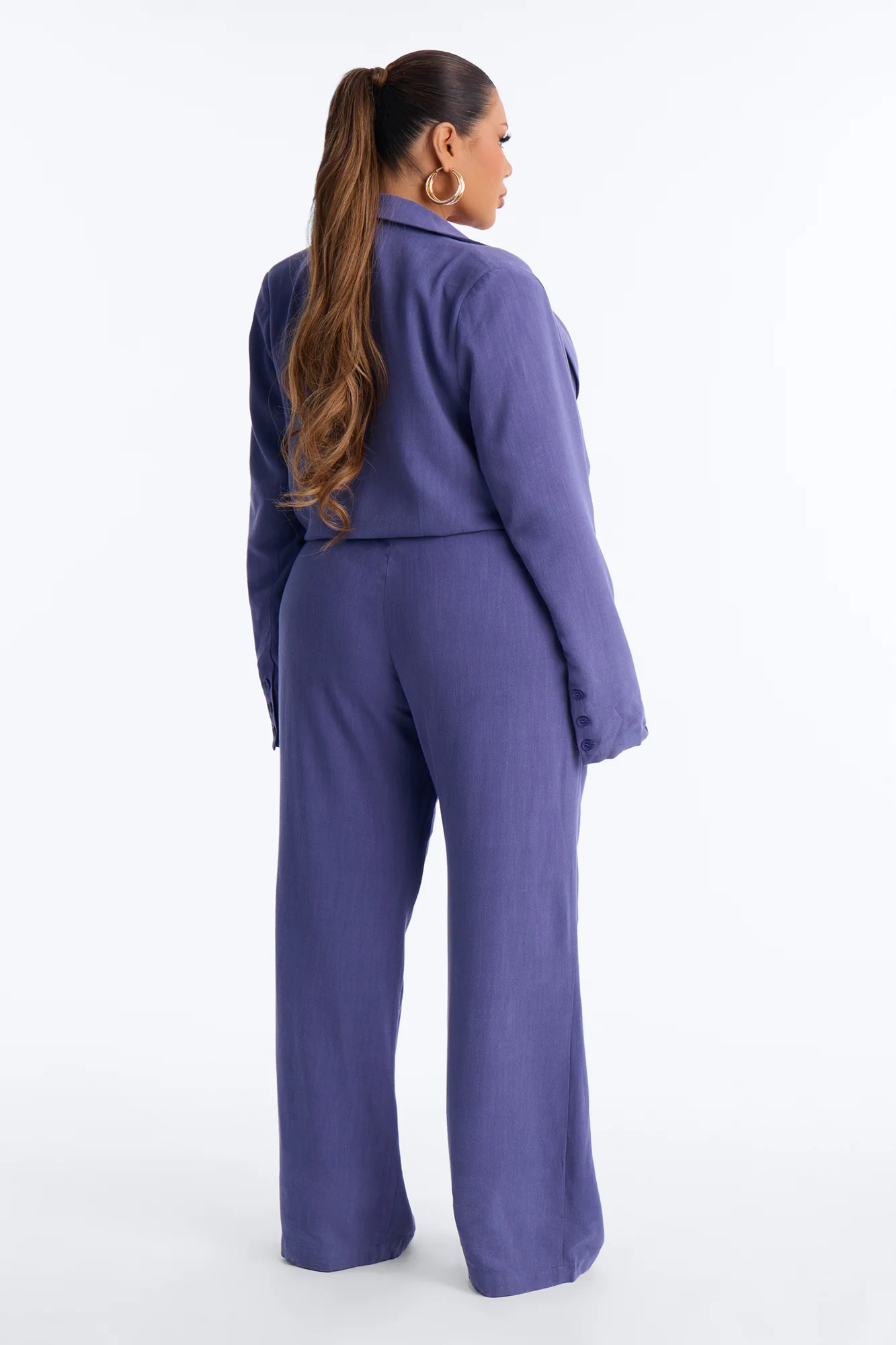 Iris Linen Belted Pant Set - Slate Blue - Image 8