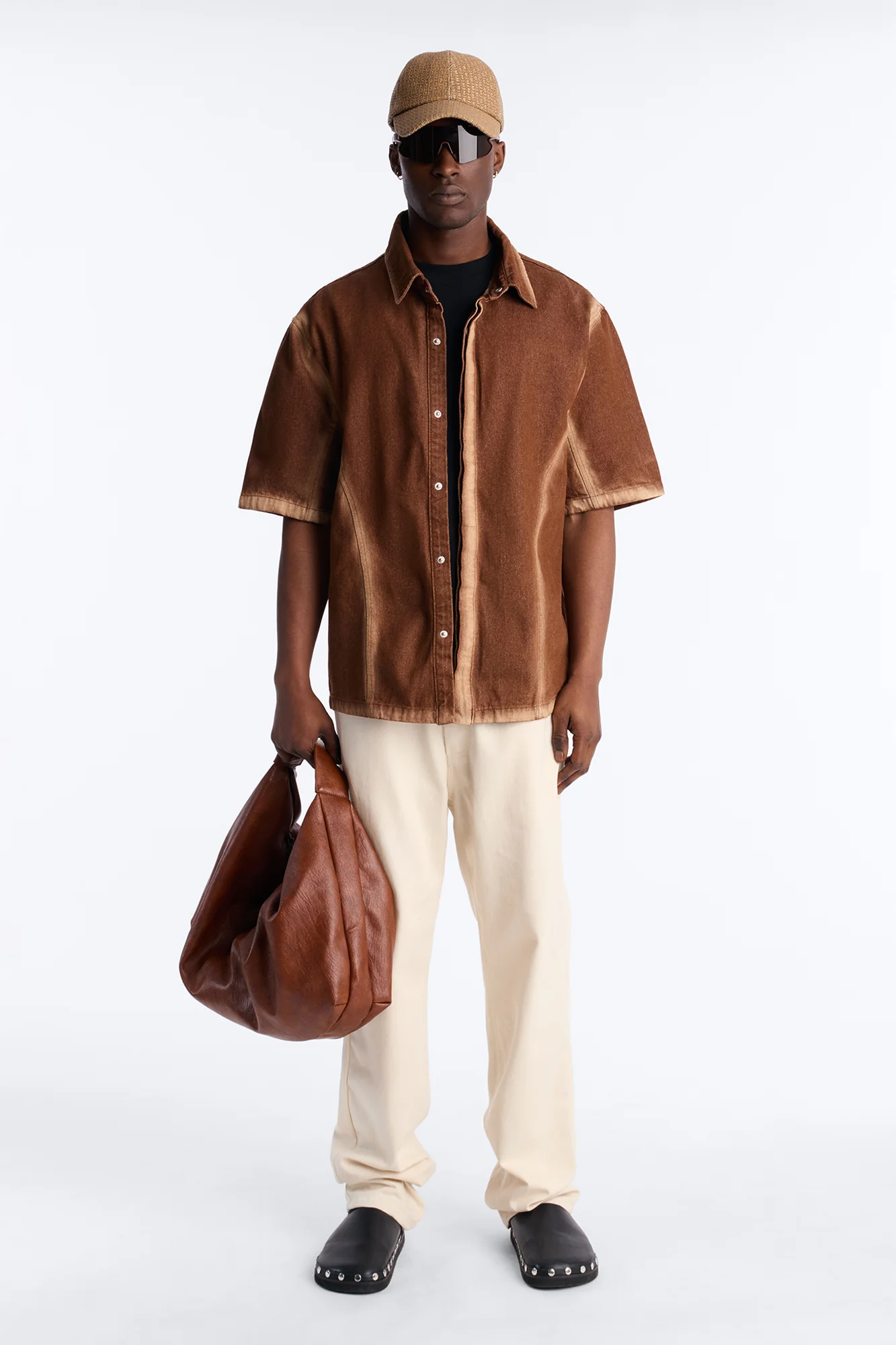 Iron Dust Denim Zip Up Shirt - Brown - Image 2