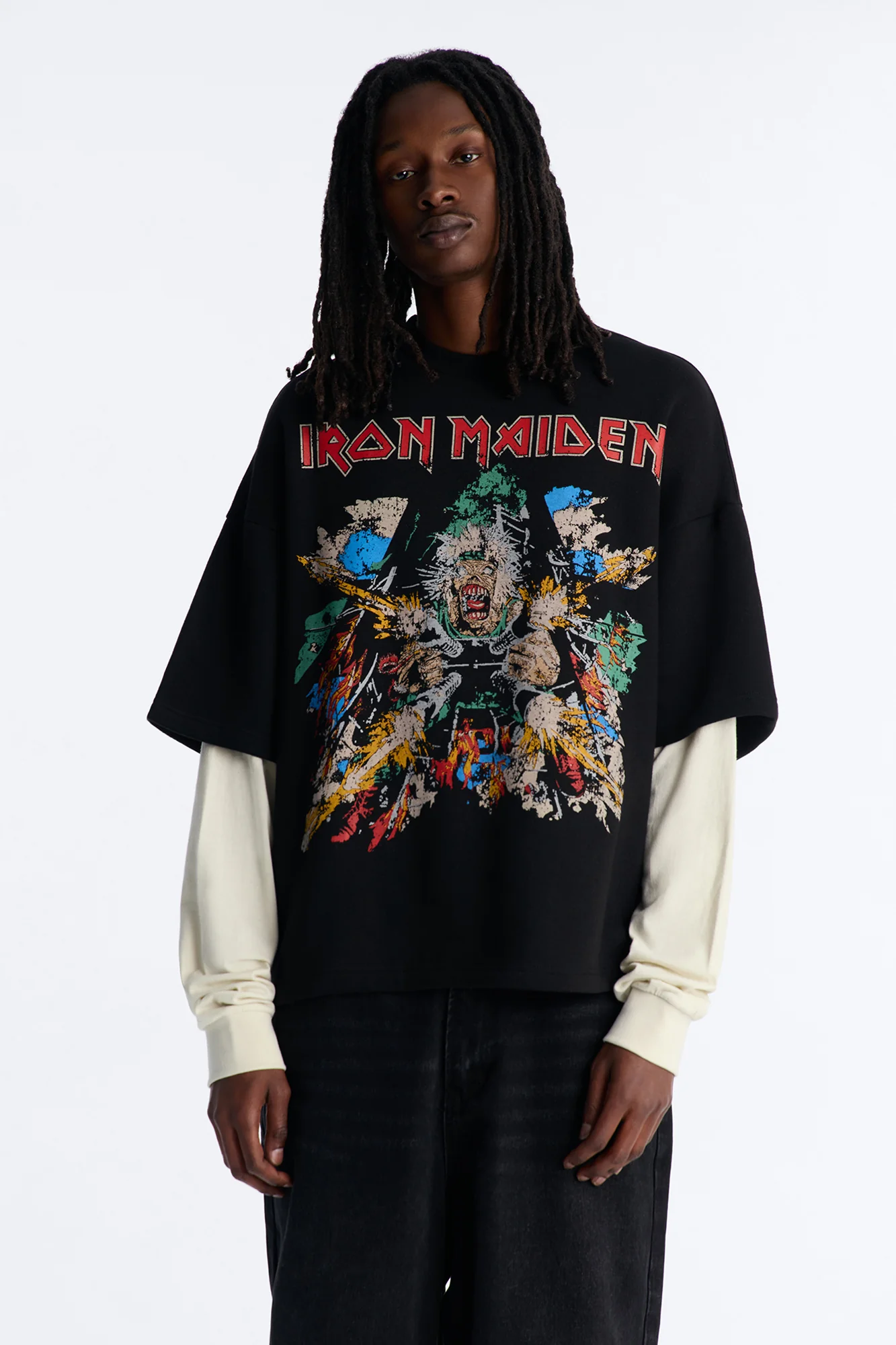Iron Maiden Tailgunner Oversized Fleece Twofer - Black Wash