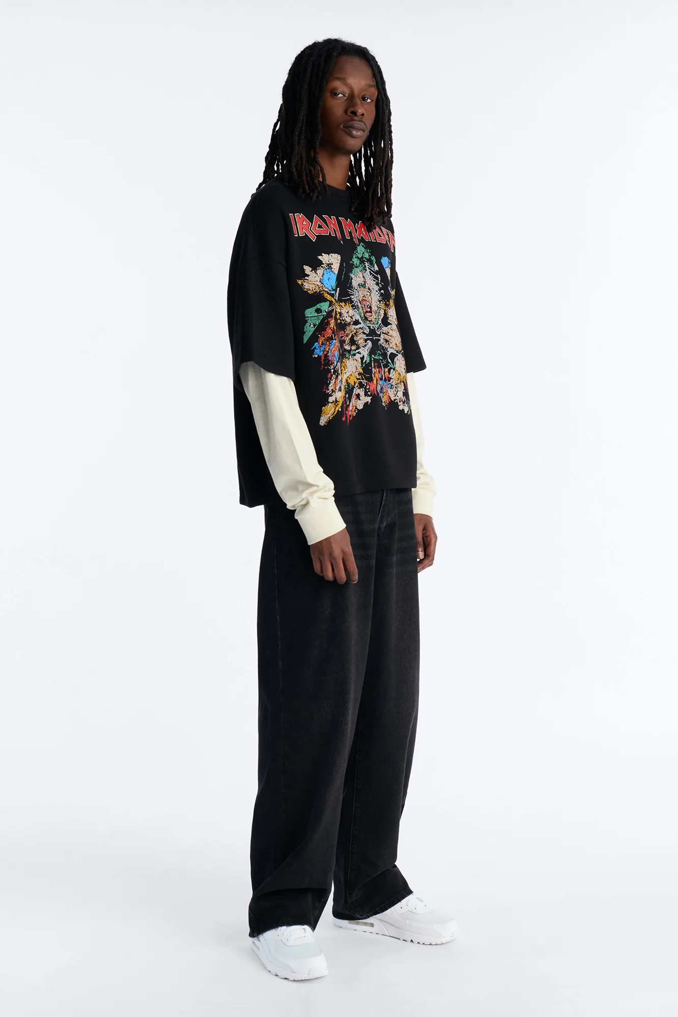 Iron Maiden Tailgunner Oversized Fleece Twofer - Black Wash - Image 2