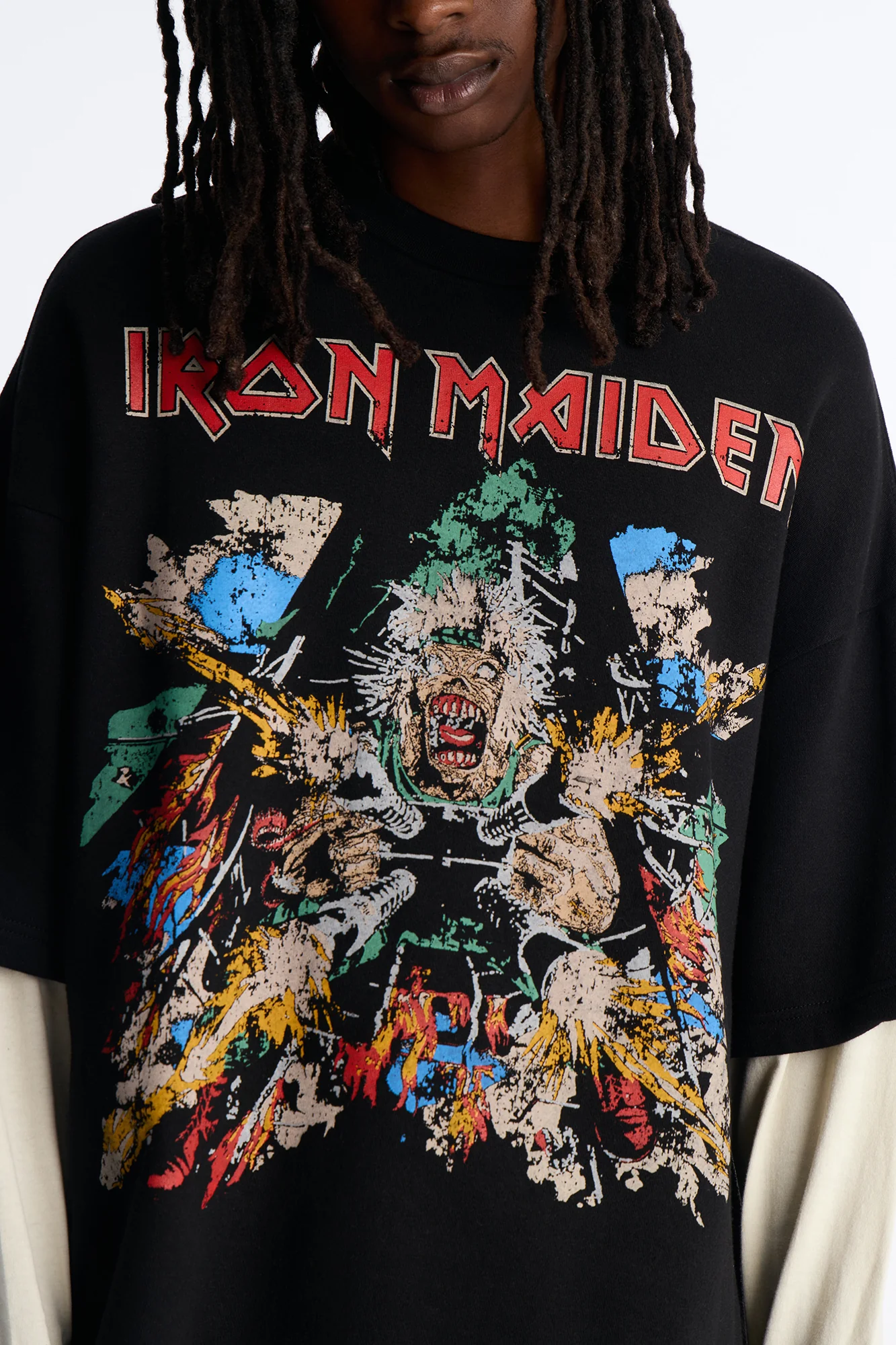 Iron Maiden Tailgunner Oversized Fleece Twofer - Black Wash - Image 3