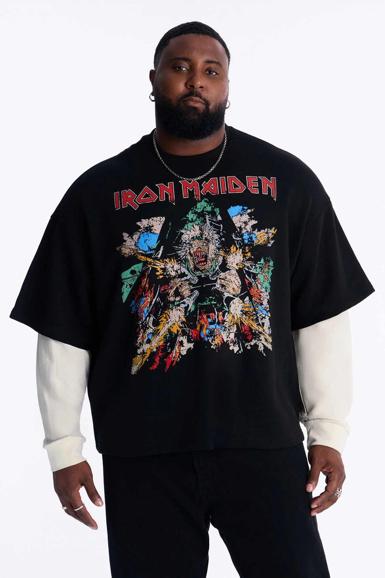 Iron Maiden Tailgunner Oversized Fleece Twofer - Black Wash - Image 6