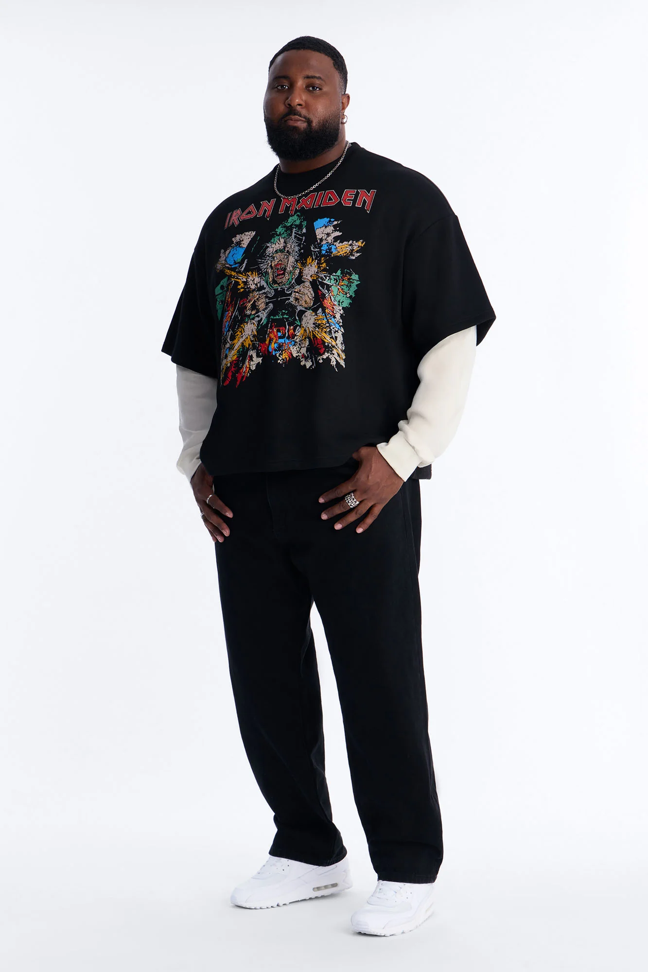 Iron Maiden Tailgunner Oversized Fleece Twofer - Black Wash - Image 7