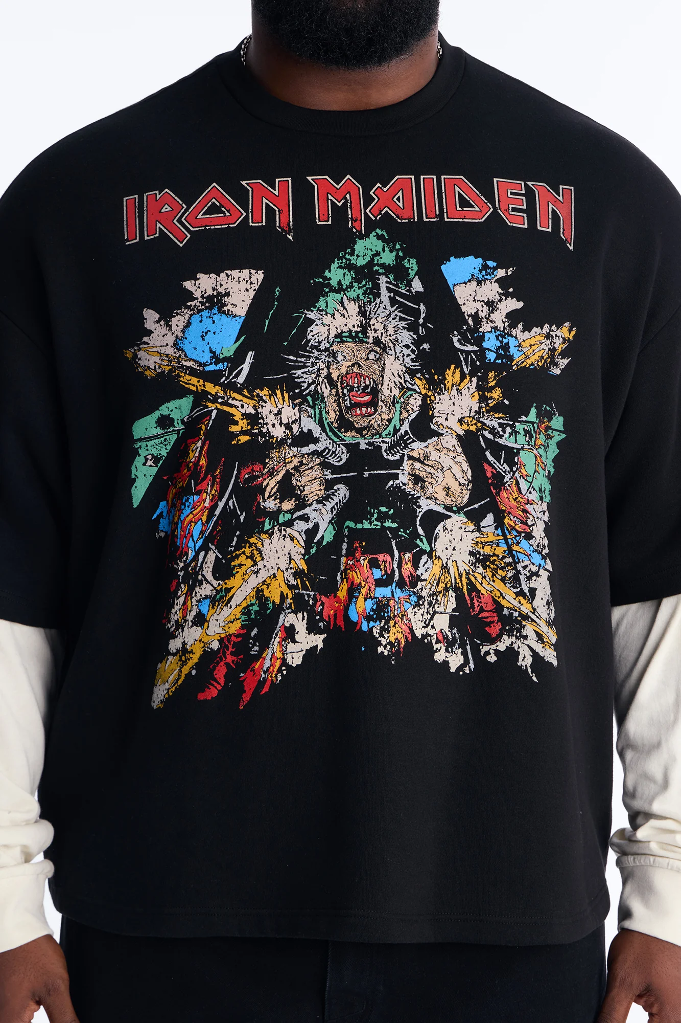 Iron Maiden Tailgunner Oversized Fleece Twofer - Black Wash - Image 8