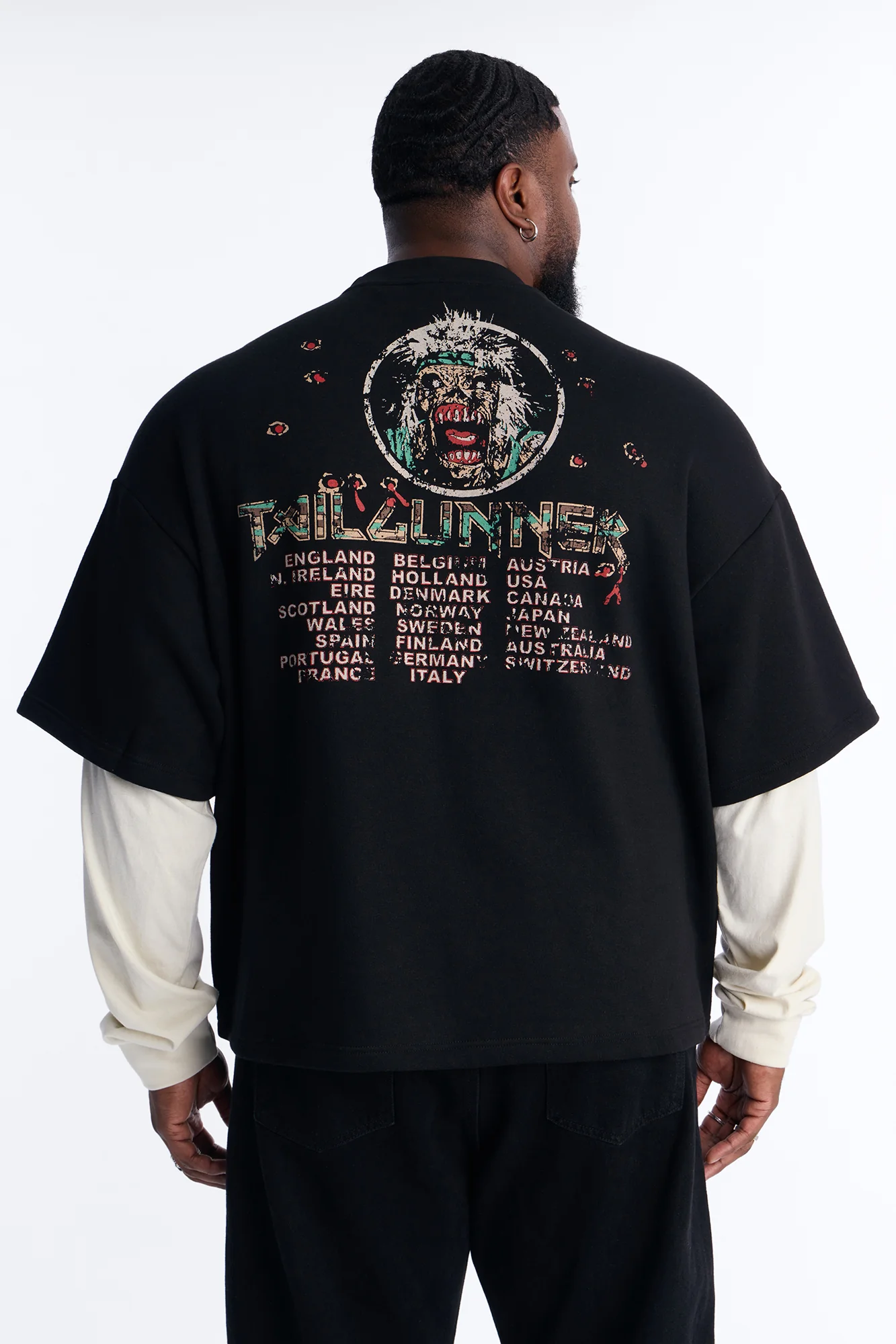 Iron Maiden Tailgunner Oversized Fleece Twofer - Black Wash - Image 9