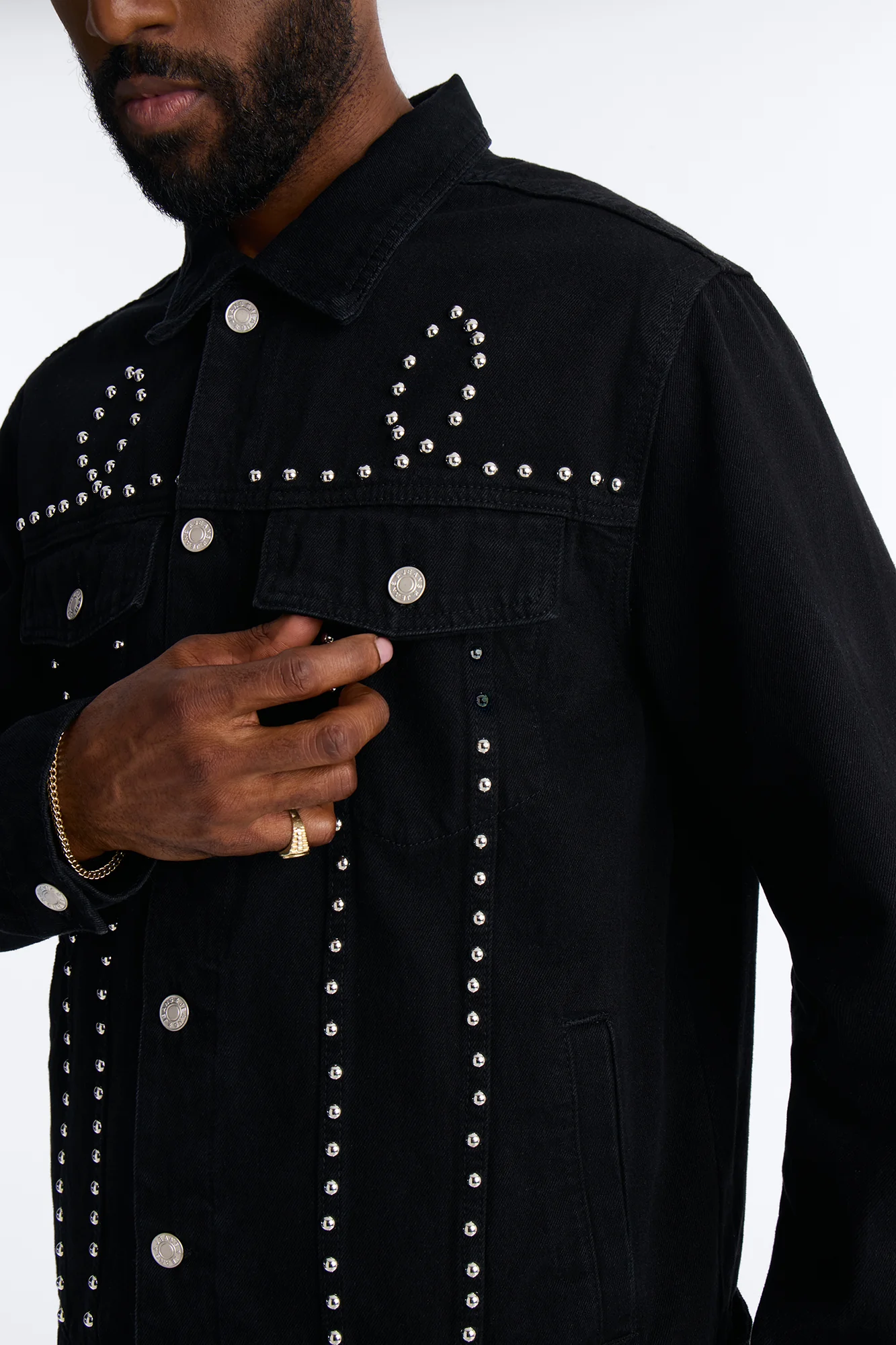 Iron Outlaw Denim Trucker Jacket - Black - Image 3