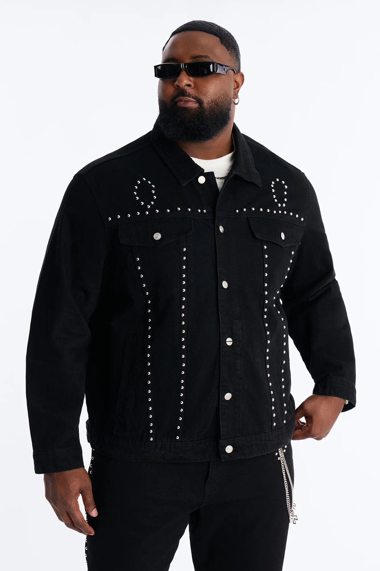 Iron Outlaw Denim Trucker Jacket - Black - Image 5