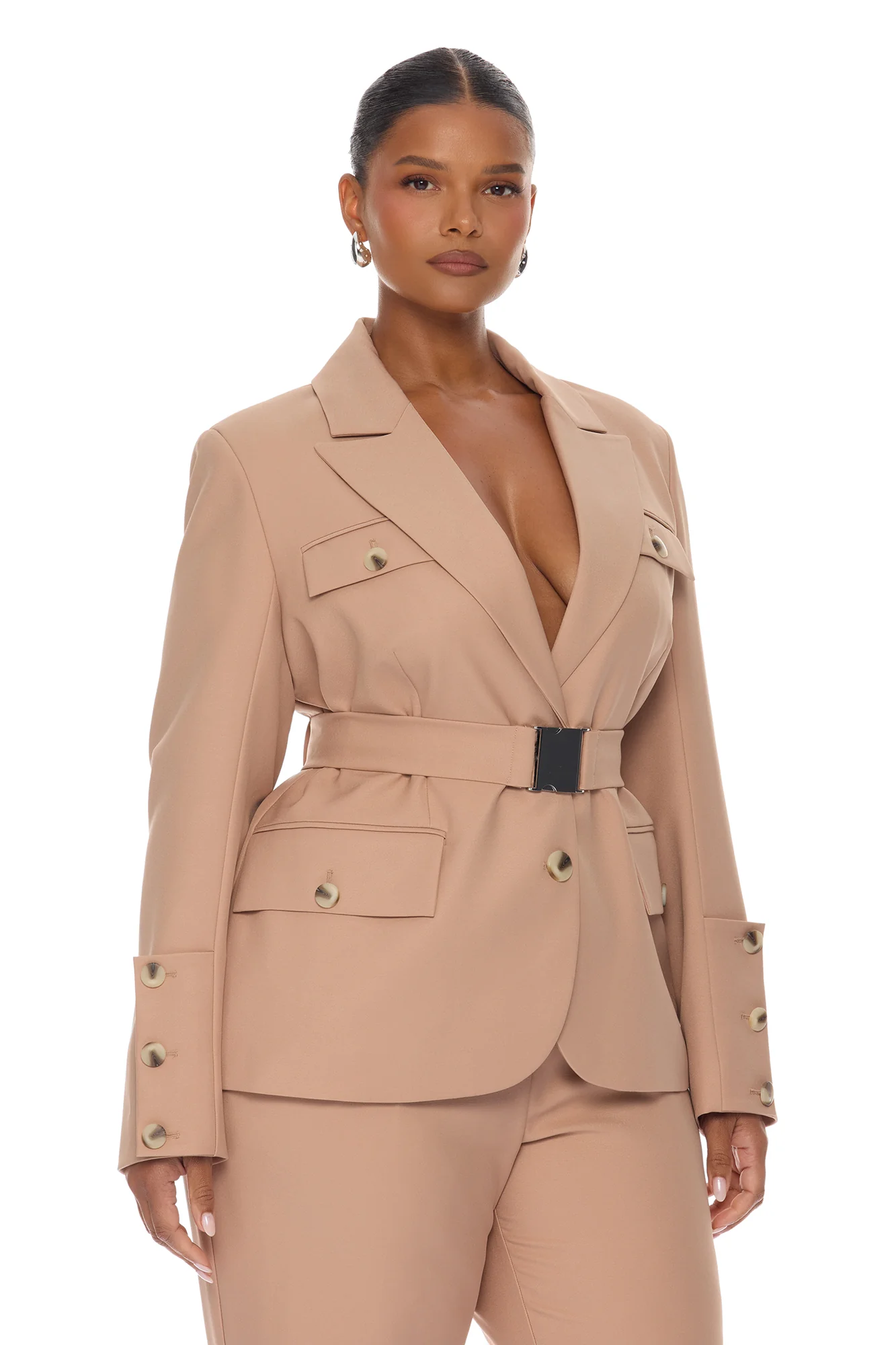 Isabella Belted Pant Set - Nude - Image 6